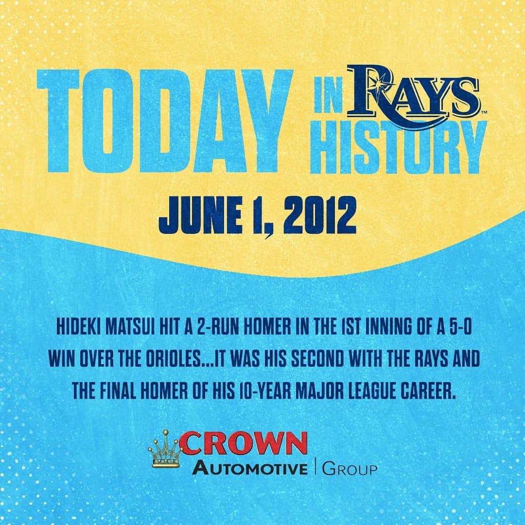 タンパベイ・レイズさんのインスタグラム写真 - (タンパベイ・レイズInstagram)「On this day, 2012: Rays legend, Hideki Matsui, hits the final home run of his career」6月1日 23時05分 - raysbaseball