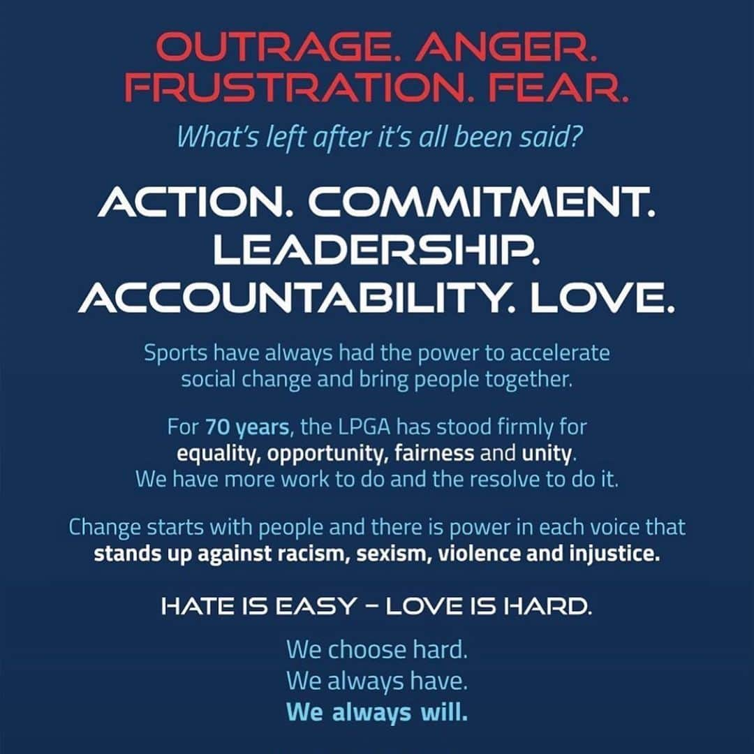 ジェーン・パークのインスタグラム：「The @lpga_tour stands for equality. We will always stand up against racism and injustice of any kind. I may never understand how you feel, but I stand with you. ✊🏻✊🏿」