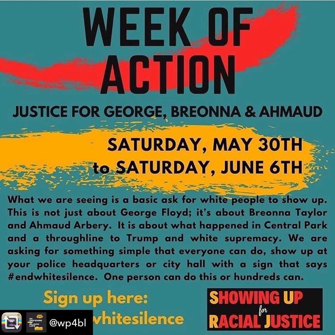 サーシャ・グレイのインスタグラム：「A few ways you can take action 1. Peacefully protest outside of your local police station or city hall with a sign that reads end white silence. 2. Register at the bitly link shown for the webinar 3. Show up for the webinar Repost from @wp4bl using @RepostRegramApp - With @showingupforracialjustice and in coordination with the week of action with @blklivesmatter, y’all can sign up at the link in this photo to get plugged in. Let’s show up and show out this week! As a reminder, “action” does not only mean taking to the streets. There are SO many ways to take action this week in ways that fit with your ability and risk level. We support you in pushing yourselves to risk more right now, but that does not only mean physical actions. Link in @showingupforracialjustice bio to sign up. Link in our stories for an action toolkit.」