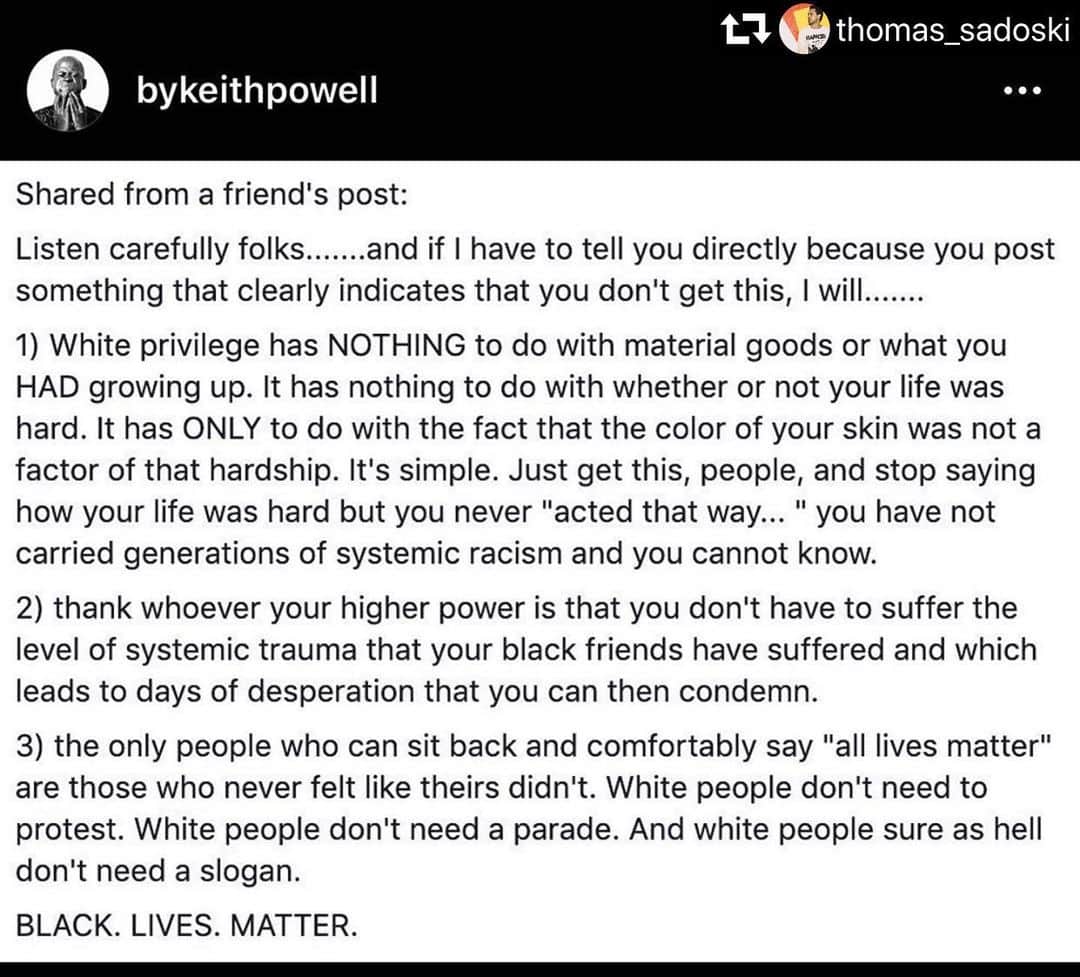 アリシア・ウィットさんのインスタグラム写真 - (アリシア・ウィットInstagram)「i’ve been searching my heart for how to reply in a helpful and loving way to those who have been leaving comments on my posts that demonstrate they don’t understand this - knowing that these comments, almost always, simply come from a place of not understanding. ❤️ this is so beautifully written. when you’re talking about generations upon generations of injustice and inequality - it’s really hard to even those scales. i remain so grateful that, despite the violence and destruction, the vast majority of protesters and protests have been peaceful, despite the justified anger.  let us *please* not be distracted by those who are using these protests as excuses to create mayhem, loot, and destroy businesses - that’s a fraction of what’s going on here. i’m grateful that the young man who chose to set fire to our courthouse here in nashville was arrested yesterday, for example. sending you all so much love ❤️」6月2日 3時37分 - aliciawitty