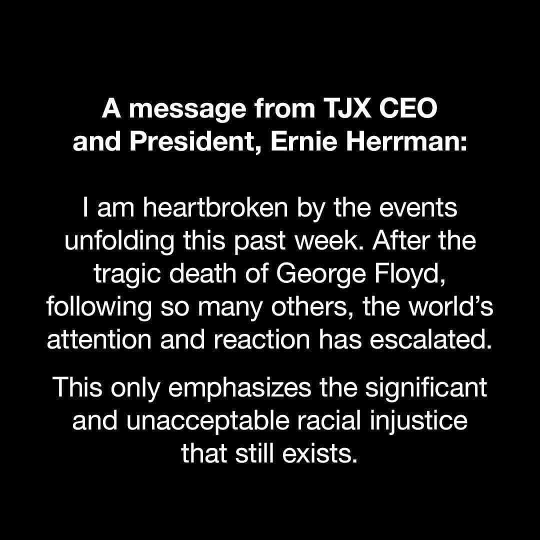 T.J.マックスさんのインスタグラム写真 - (T.J.マックスInstagram)「We care deeply about racial injustice. Please read a letter from our CEO. For more information on TJX Inclusion and Diversity, link in bio.」6月2日 9時36分 - tjmaxx