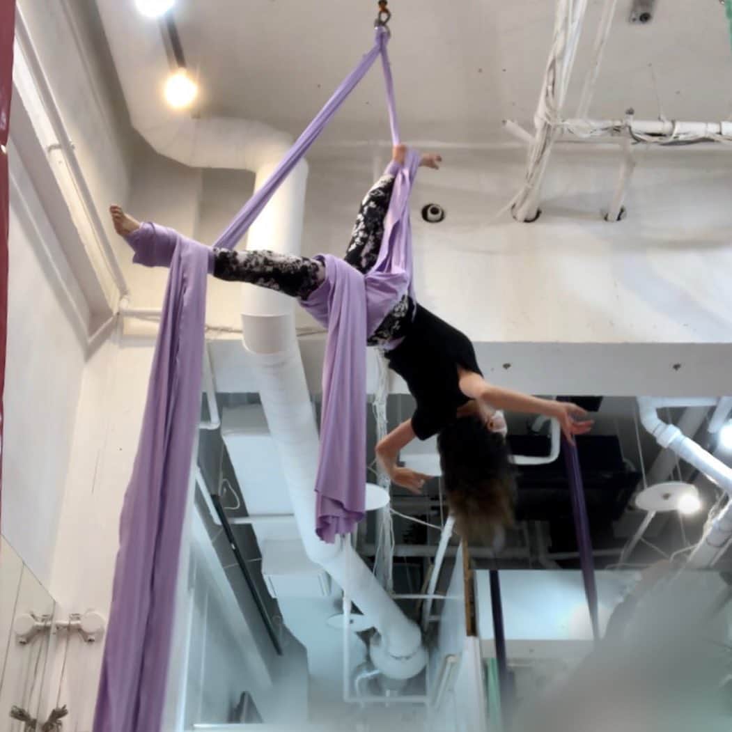 若林美保さんのインスタグラム写真 - (若林美保Instagram)「スタジオがあいたので、エアリアルレッスンへ。 まずはリハビリがてら。  #aerialsilk  #エアリアルシルク  #空中族 #筋肉女子」6月2日 10時53分 - waka_miho