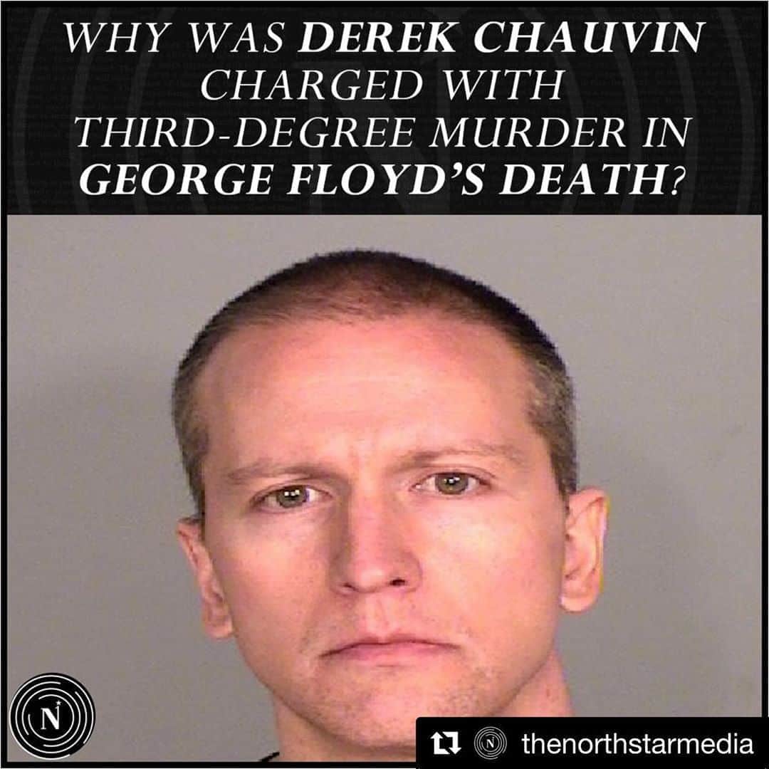 ミラ・ジョヴォヴィッチのインスタグラム：「#Repost @thenorthstarmedia ・・・ According to Minnesota law, 3rd degree murder occurs when a person “without intent to effect the death of any person, causes the death of another by perpetrating an act eminently dangerous to others and evincing a depraved mind, without regard for human life.” ⁠ ⁠ Hennepin County Attorney Mike Freeman told reporters on May 29 that the charges against Chauvin were based on evidence, including video, witness statements, discussions with an expert and a preliminary medical examiner’s report. He said that his office received key evidence as late as May 28, but declined to say what that evidence was.⁠ ⁠ From @nrojas0131 | Link in our bio!」