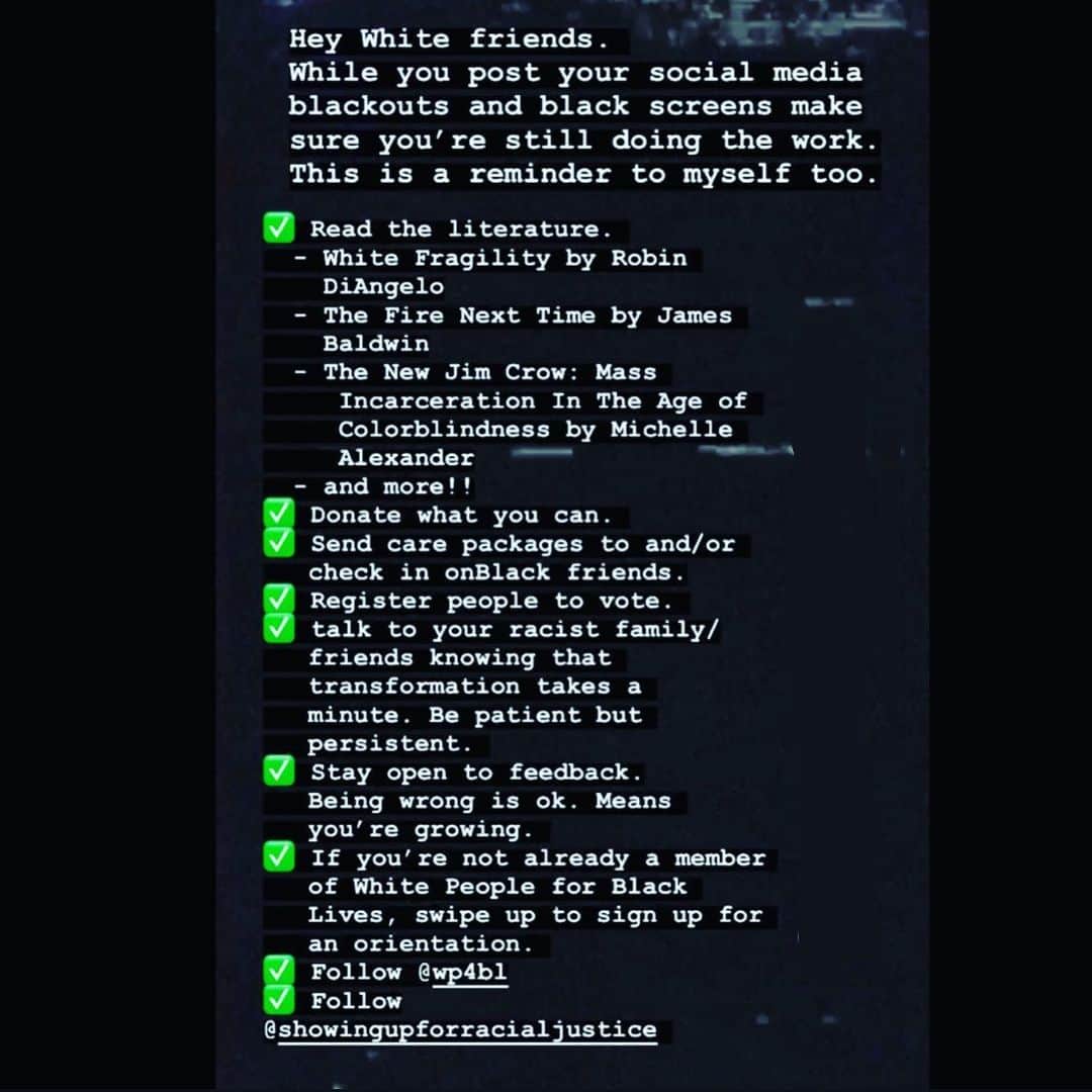 ミラーナ・ヴァイントゥルーブのインスタグラム：「I don’t understand this one. If you support Black Lives Matter be vocal and persistent about it. This is definitely not a time to talk about anything else- so if #blackouttuesday means you’re committing to only post about issues that support the movement, great! Use every ounce of clout you have amplify Black voices and get people to vote. If you’ve already vowed to be silent, then consider using your time productively.」