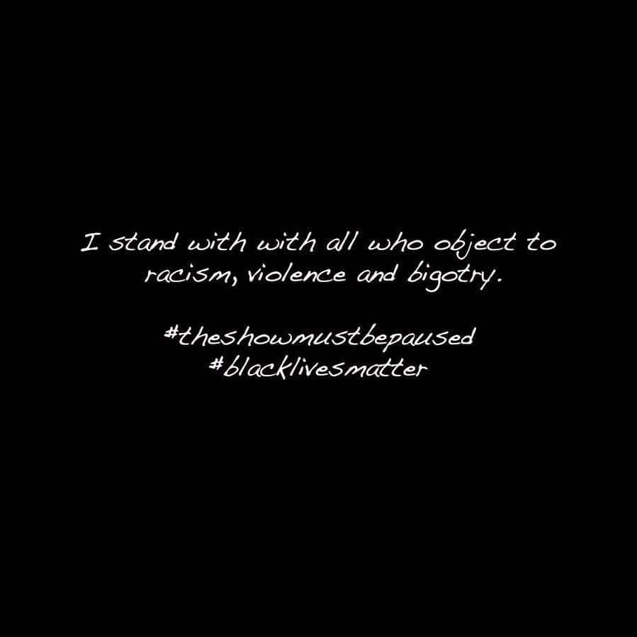 ブライアン・アダムスのインスタグラム：「I stand with all who object to racism, violence and bigotry. #theshowmustbepaused #blacklivesmatter #blackouttuesday」