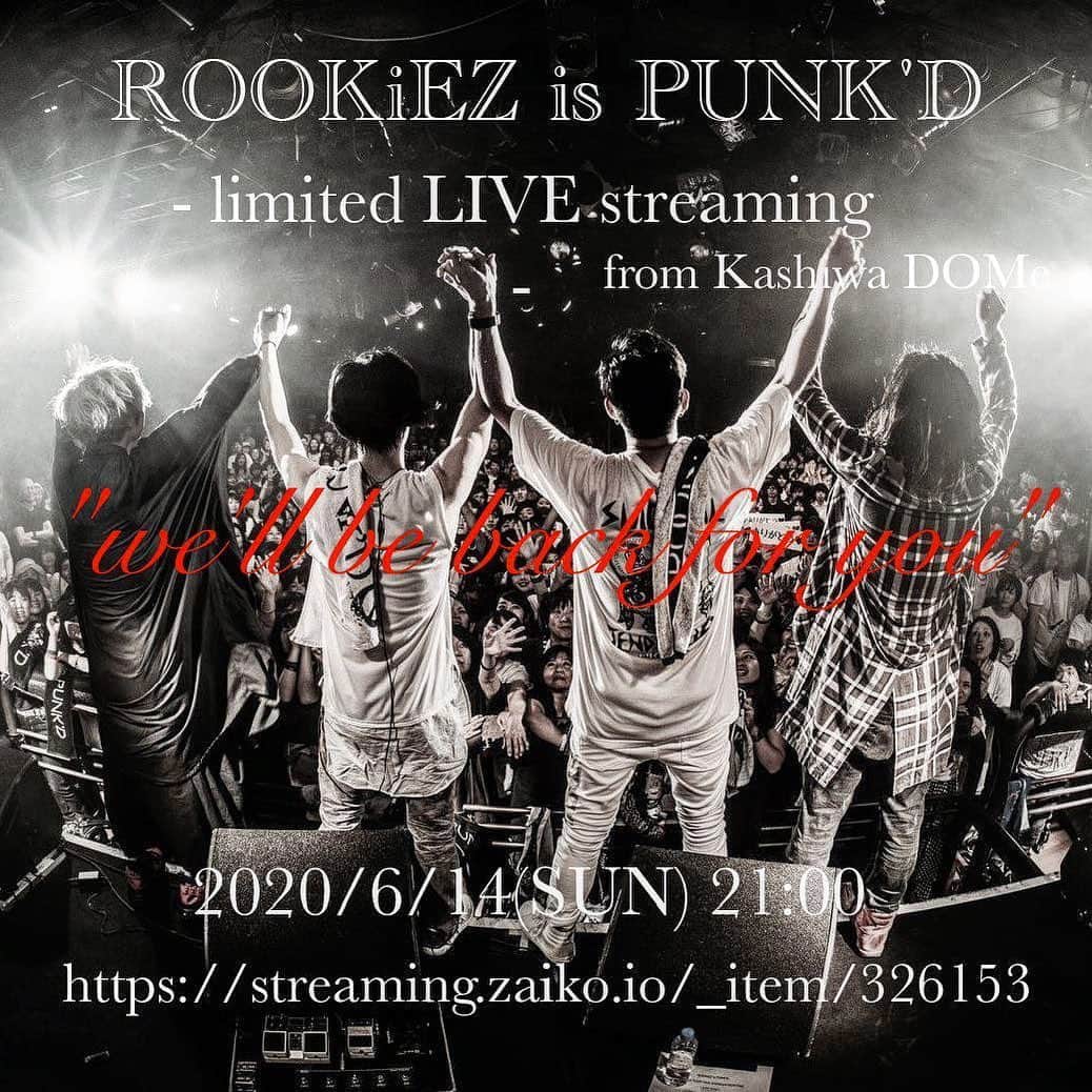 SHiNNOSUKEさんのインスタグラム写真 - (SHiNNOSUKEInstagram)「6/14(SUN) ROOKiEZ is PUNK'D streaming live "we'll be back for you"  START  21:00〜　※JST  TICKET ¥1,000 ↓TICKET↓ streaming.zaiko.io/_item/326153  2019년의 무기한 활동 정지에서 약 일년.  상황이 달라져 코로나 바이러스의 영향으로 라이브 이벤트는 중단, 폐업하는 라이브 하우스는 늘어만가고 어두운 뉴스만 보는 나날... 상상도 하지 않았던 사태가 벌어지고 있는 이 시점에서 멤버 간에 말할 기회가 있습니다. 이번에 ROOKiEZ is PUNK'D를 응원하고 있는 여러분들에게 한가지 드릴 말씀이 있습니다.  아무 방해 없이 음악이나 엔터테인먼트를 즐기는 일이 어려운 이 때, 아직도 ROOKiEZ의 음악을 듣고 응원하는 세계의 팬들에게 조금이라도 좋은 소식과 즐거움을 전달됐으면 하는 생각에,  6/14(sun)ROOKiEZ is PUNK'D로 하룻밤은 아니지만, 전달 라이브를 하기로 했습니다.  지금까지 신세졌던 라이브 하우스는 엄청 많은데다가 모든 멤버에 인연이 있어SHiNNOSUKE이 있는 가시와 DOM에서 전송 라이브를 실시합니다.  사실은 이런 형태가 아니라 같은 자리에서 같은 공기를 마시며 ROOKiEZ의 콘서트를 보여드리는 기회를 만드는 것이 최선이라고 생각합니다만, 이 발신 라이브에서 조금이라도 모두가 음악을 즐기고, 아직 앞이 안 보이는 이 상황을 함께 뛰어넘어 나가길 바라고 있습니다.  ROOKiEZ is PUNK'D  SHiNNOSUKE RYOTA U  #rookiezispunkd #stuw #live #zaiko #streaminglive #rockband #anime #animesong」6月2日 19時48分 - shinnosuke_rookiez