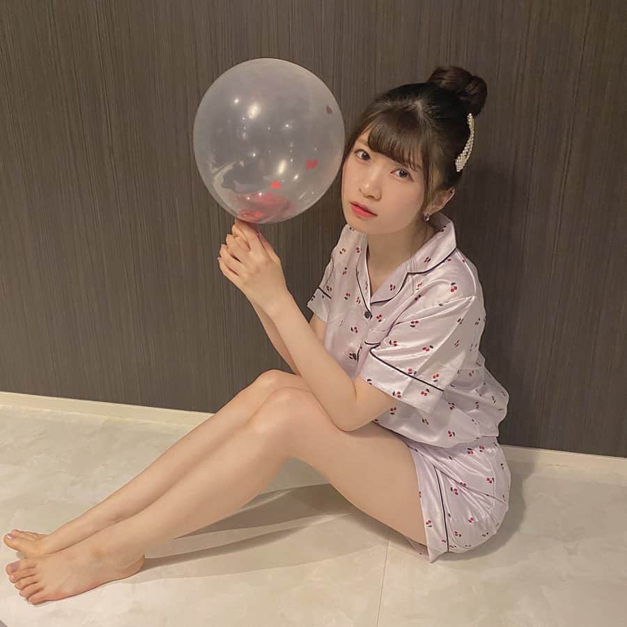 西萌葉のインスタグラム：「🍒 ㅤㅤ パープルにしました✿︎ ㅤㅤㅤ #GUパジャマ #GU購入品 #roomwear」