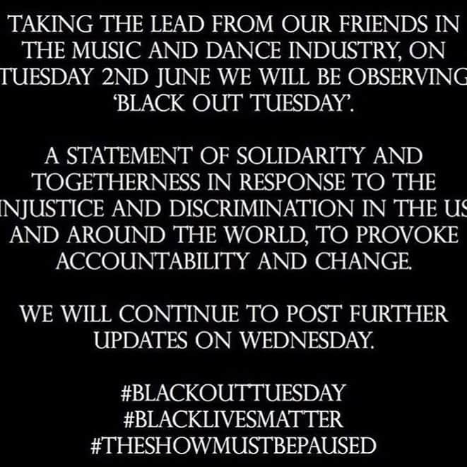 ダウアー&ホールさんのインスタグラム写真 - (ダウアー&ホールInstagram)「Black Lives Matter. “If you are neutral on a situation of injustice, you have chosen the side of the oppressor.” Desmond Tutu.  #blackouttuesday #theshowmustbepaused Graphics: @lauraelizabethpatrick」6月2日 22時08分 - dowerandhall