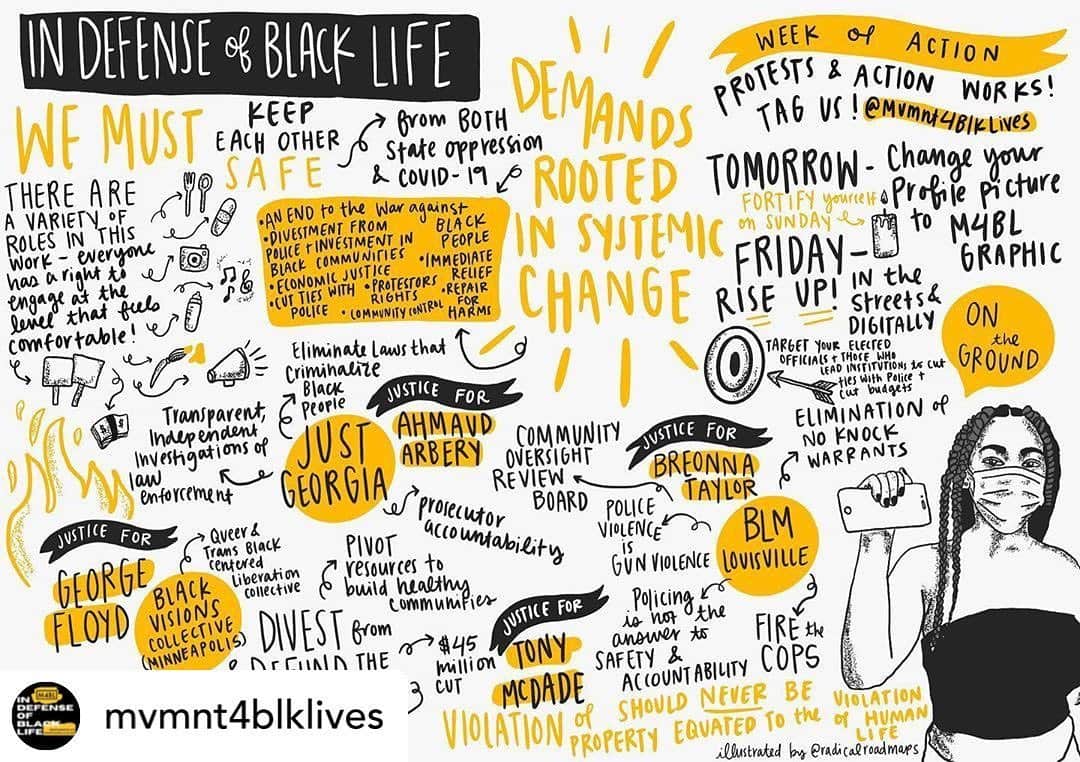 クレア・コフィーのインスタグラム：「Posted @withregram • @mvmnt4blklives  The life of a single human being is worth millions of times more than all the property of the richest man on earth.”― Che  Violations of property should never be equated with the violation of human life. We demand that local and state officials ensure that there is no abuse of power and no use of lethal force on protestors. Join us this week as we take action by every means in defense of Black life. #DefundPolice #DefendBlackLife」