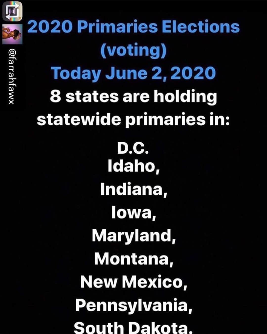 JR・ボーンのインスタグラム：「Repost from @elginnjames • Repost from @farrahfawx - What might be more effective than not posting but still being on the app... is posting how today is the first day of Primaries and people need to vote!! Once again this is chaos in an election year. Lets not forget how Russia infiltrated social media Black Lives Matter and fueled Blue Lives Matter efforts in 2016 after Philando Castile was murdered to better suite their agendas to get Trump in office.  Shouts to everyone standing in solidarity, even if it is virtually. But What is the bigger and long term goal here?」