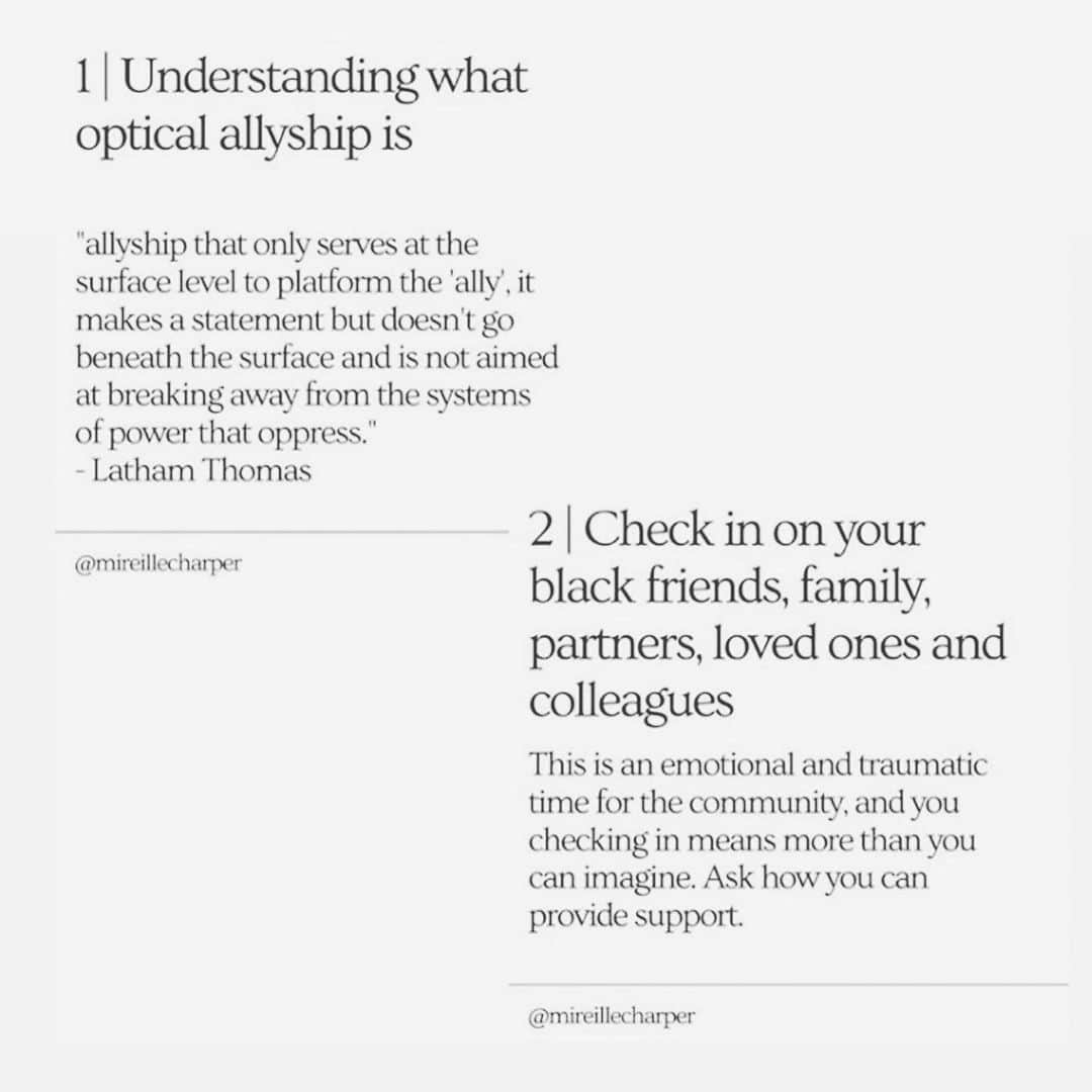 エリン フェザーストンさんのインスタグラム写真 - (エリン フェザーストンInstagram)「Thank you @mireillecharper for laying out these thoughtful steps on how to begin for those of us who want to show up for BIPOC but realize we still have much to learn. I’ll be sharing other inspiring, informative content and resources in my stories throughout the week and beyond #blackouttuesday #amplifymelanatedvoices」6月3日 13時44分 - erinfetherston