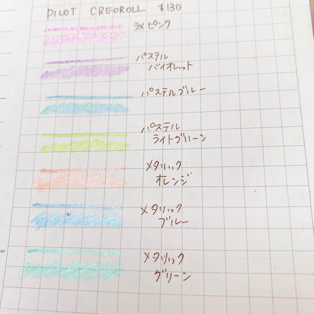 ＊kumi＊さんのインスタグラム写真 - (＊kumi＊Instagram)「2020.06.03.水. . 先週のCITTA手帳。 プロッター3穴はカードサイズのインク帳にも。  今日はダンナが出勤。子供達はSTAY HOME。  昨日、一昨日と重たい荷物を持って1時間電車に揺られ都内の学校に行った娘、 本日筋肉痛だと言ってます…😅 ホントに3ヶ月引きこもると筋力もなくなるのか…😱 . . 先日「はみだしてもいいぬりえ」を買った時に、クレヨンでわざとはみだして塗るのも可愛いな、と思ったのでクレヨン探してました。  そしたらこんなに可愛いクレヨン見つけちゃった😍 @pilot_corporation のとろけるクレヨン「クレオロール」  レフィル式でお尻をくるくる回すと芯が出てきて、手も汚れないし持ち運びできるし折れにくいし、なによりも色の種類が多くて！  パステルカラー、ラメカラー、メタリックカラーが並んでたので、何本かお試しで買ってみたら、 ぬりえだけじゃなくて全然手帳にイケル😆💕もちろん、裏抜けなんて心配もないし😆 .  あ、これやばい、また見つけては増えてくパターンだぞ…😅 レフィルは¥70くらいで売ってたので、使い捨てじゃない所もいいですね😆 思いっきりぬりえも出来ます(笑)  お子さん用なのかもだけど、いや、ラメとかメタリックとかあるんだから絶対大人女子もターゲットよね？🤔 .  写真だとわかりづらいんですが、ライトが当たるとラメもメタリックもキラキラでホントに可愛いです✨ . .  #ほぼ日#ほぼ日手帳#ほぼ日weeks#ほぼ日オリジナル#hobonichi#トラベラーズノート#citta手帳#プロッター#travelersnote#travelersnotebook#手帳#スケジュール帳#バーチカル#手帳タイム#ノート#マステ#文房具#文具#クレヨン#クレオロール#pilot#パイロット#スタバ#スターバックス#うちカフェノート部#my_pilotpen」6月3日 14時45分 - kumitea6002