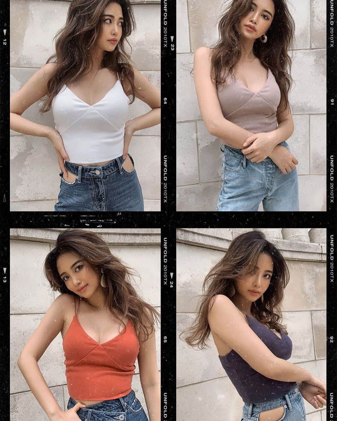 Yumaikaのインスタグラム：「denim2型 も キャミも本日発売🌞❤︎ ストレスフリーな パッド付きキャミが最高なのです✌🏾 . 盛る👐🏽！！じゃなくて、ヘルシーにナチュラルに✨程よく✨着飾りすぎなくて、かっこよい👌🏾❤︎ . どの色も、欲しくなるやつ🥺❤︎ . @helioslivin_official  #helioslivin」