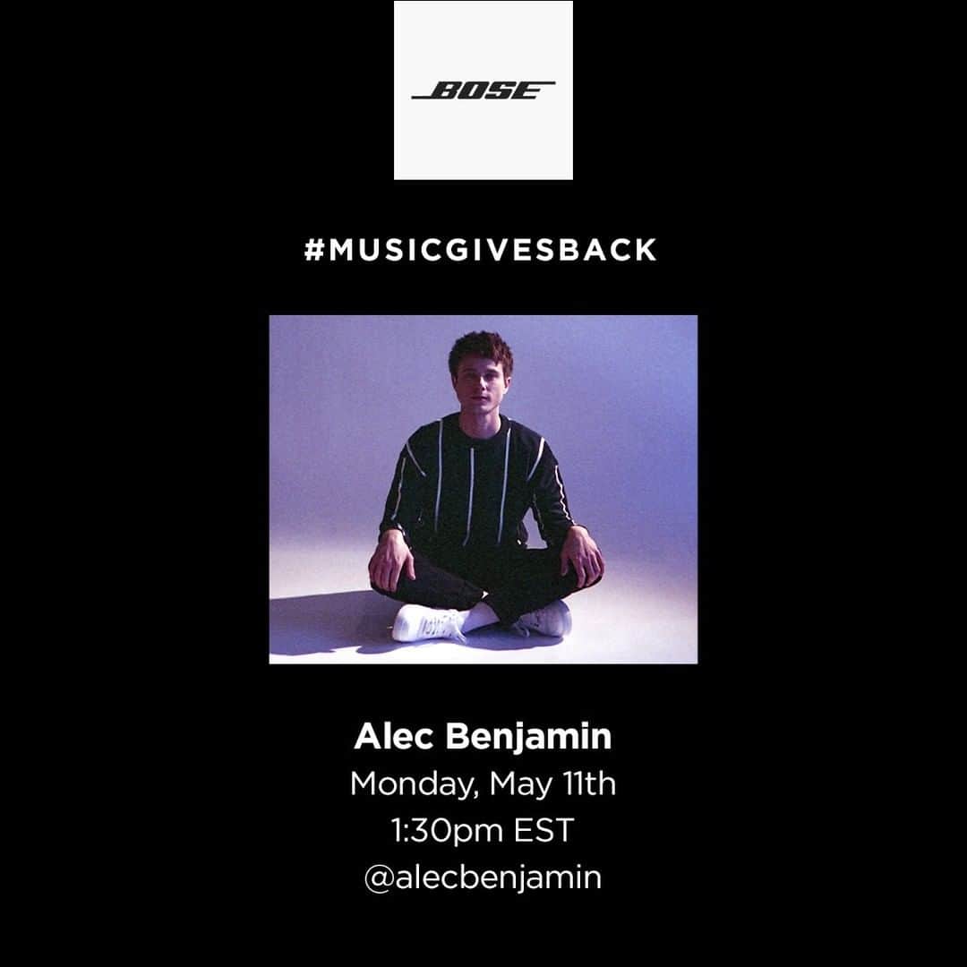 BOSEさんのインスタグラム写真 - (BOSEInstagram)「This week, we have some big names joining us on IG Live for #MusicGivesBack — starting tomorrow with singer-songwriter @alecbenjamin! Tune in, hang out, and learn something new, while we donate to @mealsonwheelsamerica in his name. . Stay tuned for more artist announcements this week. 🎧」5月11日 1時01分 - bose