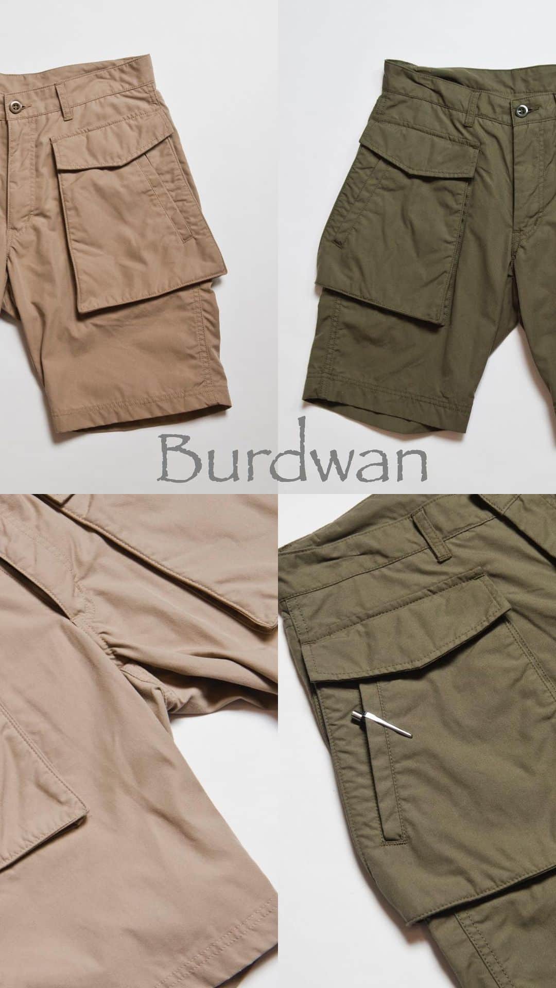 のインスタグラム：「ブッシュポプリンを使用した サファリショーツ "Burdwan"(バードワン)。 ディティール、素材の解説のほかデザイン時の裏話もしています。 https://www.soundman.jp https://soundman.shop」