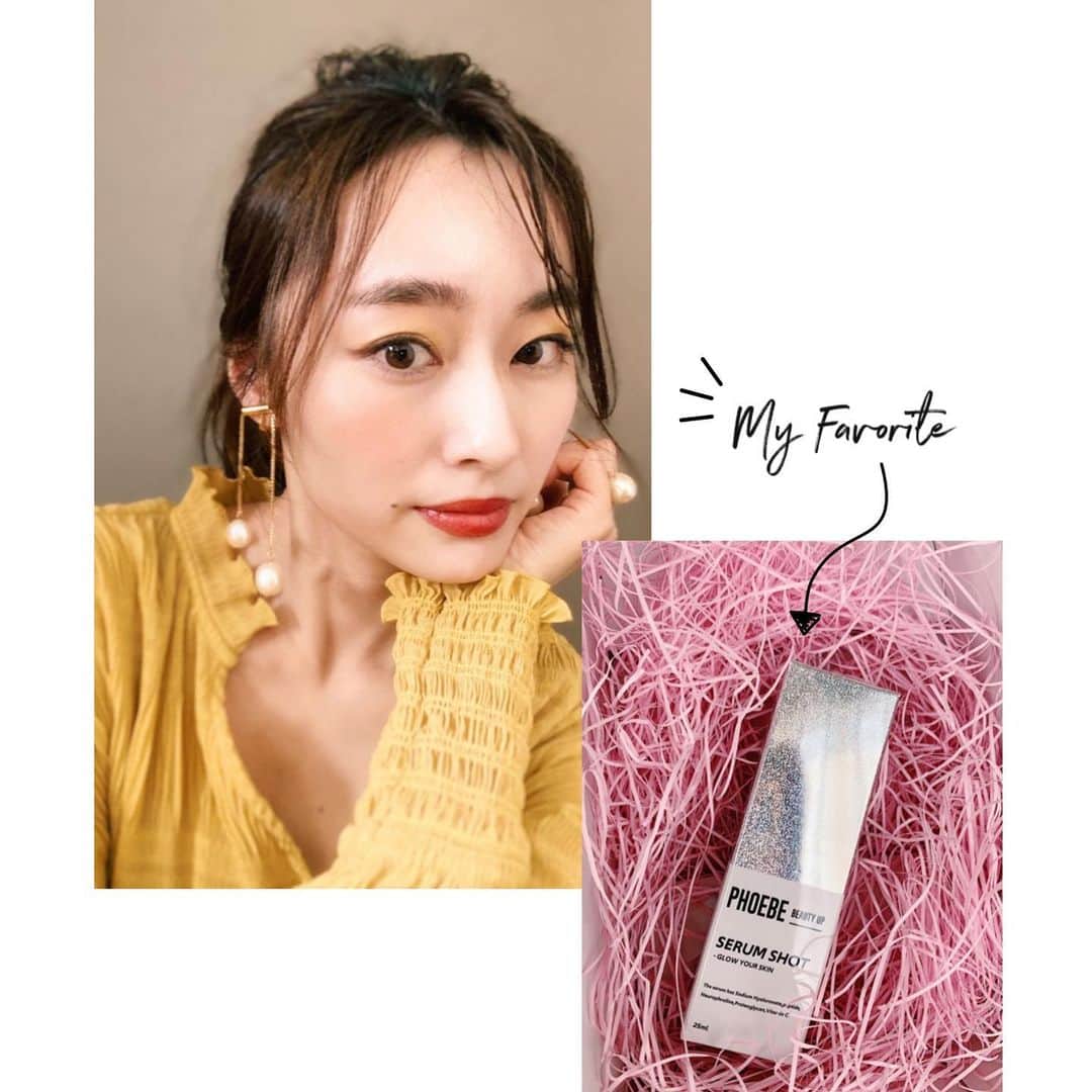 小祝麻里亜のインスタグラム：「こんばんは😊🌷なんだか脳内がゴールデンウィークのまま？またお休みがきちゃった感じですが😂どんな時もお家美容はちゃんとしなきゃな！と言うことで、ケアはちゃんと続行中。  美人ヘアメイクのかなやん先生がプロデュースした @phoebe_beautyup の毛穴美容液、セラムショットをヘビロテ中です💞  かなやんインスタも　@kana__kobayashi いつも為になるから、美容好きな子がいたら見てみるべし！笑  素敵なアイテムありがとう〜😍❤️ 子供の日に母の日にみなさんイベントもお疲れ様でした！今週もそれぞれにできること、頑張りましょうね🌷 ＿＿＿＿＿＿＿ #おうち美容 #おすすめ #スキンケア #スキンケアルーティン #セラムショット #毛穴美容液 #美容好きな人と繋がりたい #skincare #beauty #beautystagram #오운애티튜드 #화장품 #뷰티스타그램」
