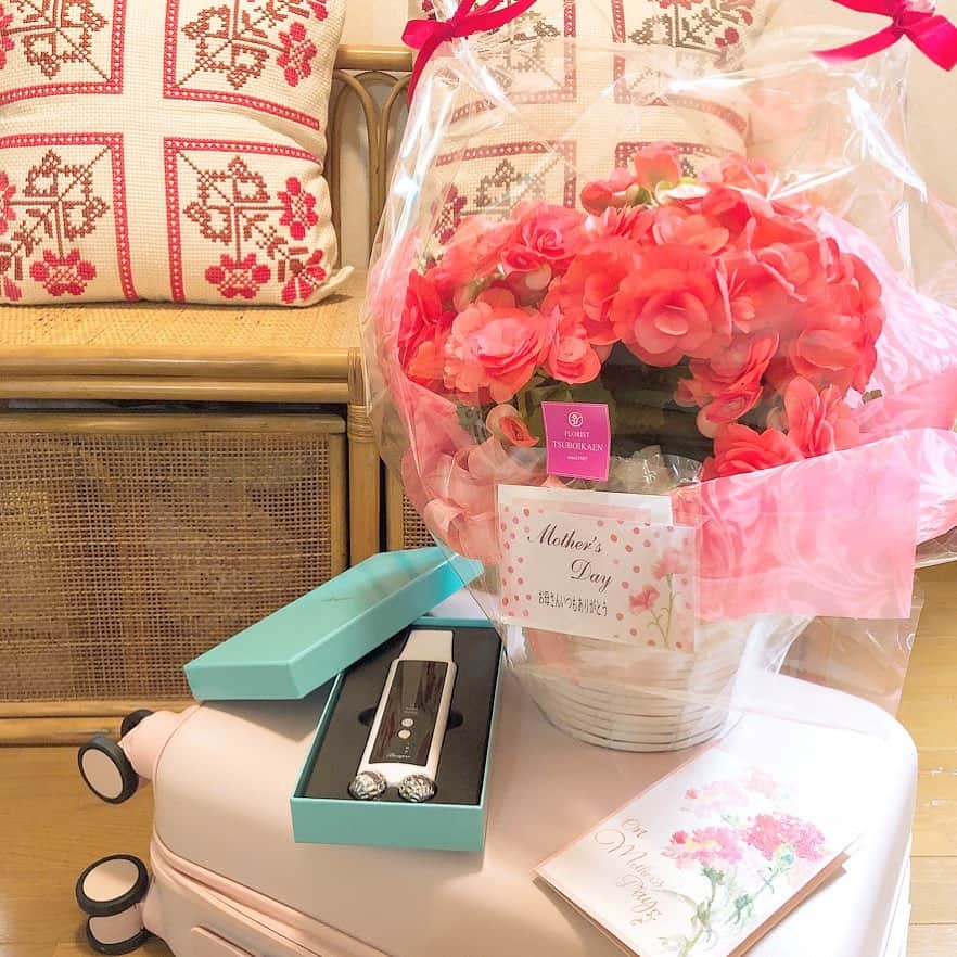 うえむらちかのインスタグラム：「今年の母の日💐﻿ ﻿ リーガスベゴニアと﻿ EMS美顔器﻿ ﻿ をプレゼント🎁﻿ ﻿ ﻿ 💐﻿ #リーガスベゴニア﻿ 華やかな花が印象的で﻿ ベゴニア・ソコトラナと球根ベゴニアを交配して生まれた品種。赤やオレンジ、ピンク、黄、白などのあざやかな花色が魅力﻿ ﻿ 💆‍♀️﻿ #EMS美顔器 @taiga_press  ピーリング機能でクレンジング・保湿・アップモードの３つの切り替えができ﻿ EMS機能付きマッサージボールで引き締めをサポート﻿ 角質ピーリング・リフトケア・引き締め・目尻ケア等を一台で行えるオールインワン美顔器﻿ ﻿ ﻿ いつも庭のお手入れを頑張ってるお母さん﻿ たまには自分に使う時間も過ごしてね✨﻿ ﻿ ﻿ #お母さん﻿ #いつもありがとう ﻿ #母の日プレゼント﻿ #beapro #ビープロ #stayhome #母の日ギフト #mothersday #母の日フラワーギフト #おうち時間 #母の日」