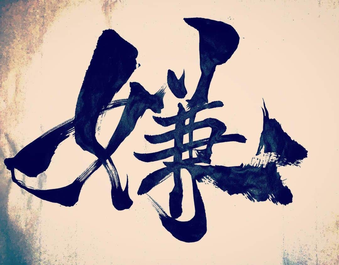 へきほーのインスタグラム：「「嫌」  #書道 #武田双雲先生の「好」相反したやつ #今日の動画のやつだからみてね #久々に筆で書いたよ #上手に書けたよ」