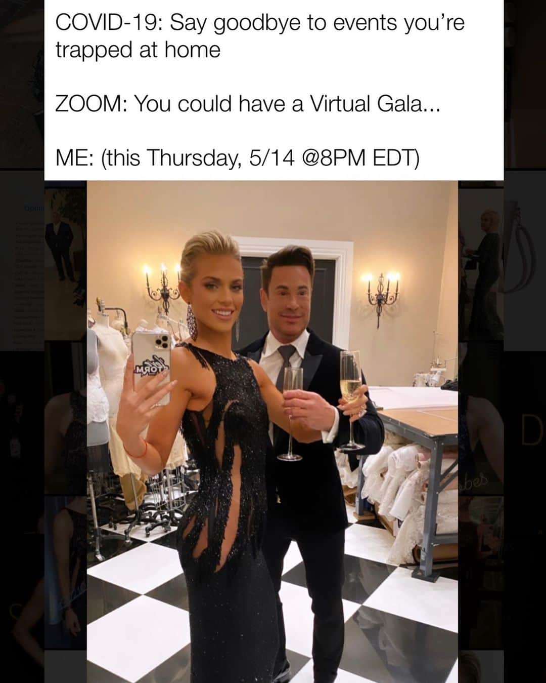 アナリン・マッコードのインスタグラム：「Tired of your #quarantineattire ? Grab a gown or tuxedo 💃🤵 and head to your living room on Thursday night. We’re throwing the first ever @together1heart #BlackTie Virtual Gala with celebrity appearances, a silent auction and performances by renowned pianist @misschloeflower (May 14th 8pm EDT/ 5pm PDT) *LINK IN BIO」