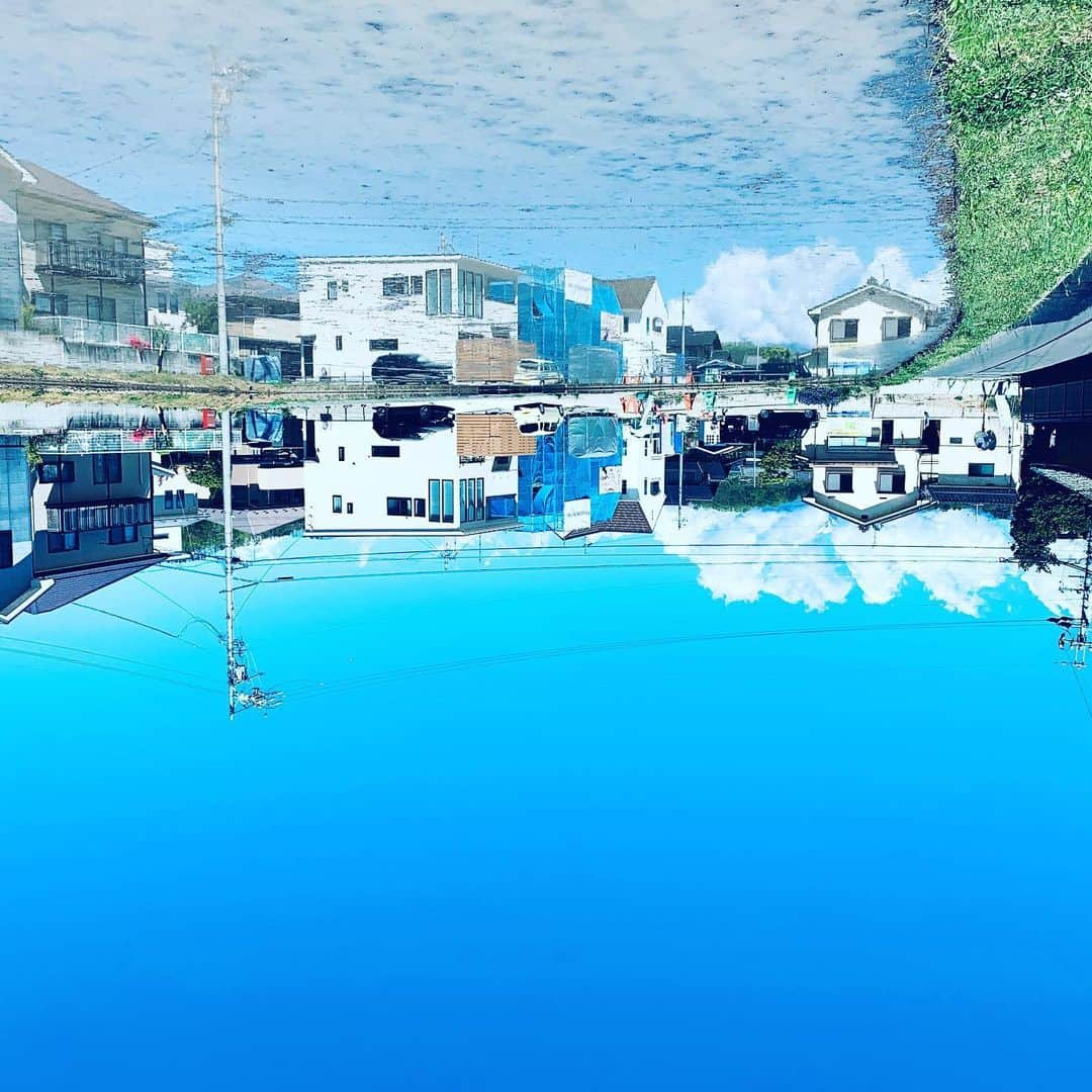 Kajiko Kajikawaのインスタグラム：「たんぼの海で泳ごうか🏊‍♂️🏝 #tanbo #reflection #reflectionphotography」