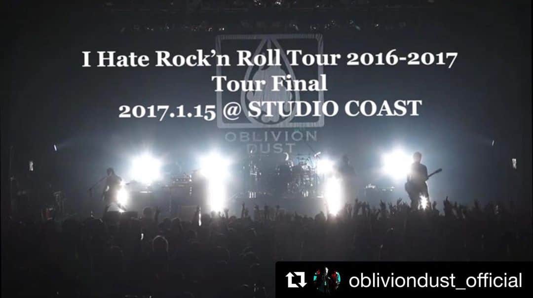 K.A.Zさんのインスタグラム写真 - (K.A.ZInstagram)「#Repost @obliviondust_official with @get_repost ・・・ ‪デビュー20周年を記念したツアー‬﻿ ‪「I Hate Rock’n Roll Tour 2016-17」から﻿2017年1月15日に新木場STUDIO COASTで行われた﻿Tour Final公演のダイジェスト映像を公開✨‬﻿ ﻿ ‪DVDにも収録された公演ですが、‬﻿ ‪ステージ全体がわかる固定映像を皆様にお届け！‬﻿ ‪是非ご覧ください👀‬﻿ ‪ ‬﻿ ‪https://youtu.be/r5Ct-WckZmU‬﻿ ﻿ #obliviondust﻿ #オブリ﻿ #kaz﻿ #kenlloyd﻿ #rikiji﻿ ‪#studiocoast ‬﻿ #ihaterocknrolltour2016_17」5月12日 14時16分 - k.a.z1011