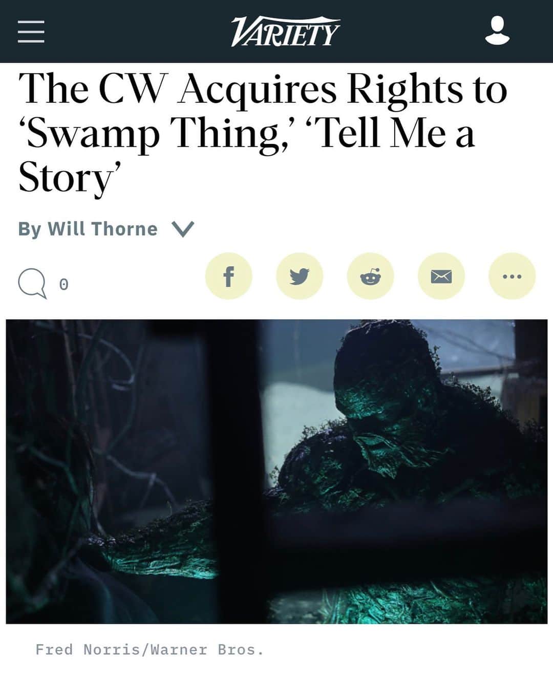 ジェームズ・ワンのインスタグラム：「Swamp Thing (season One) getting a rerun on CW. (Addendum Note: people seem to be confused. Let me clarify, CW is just replaying the season that was already made, NOT making new episodes)  Here’s your chance to check this out if you haven’t already! And go show how much you love Swampy and want to see more of his adventures!」