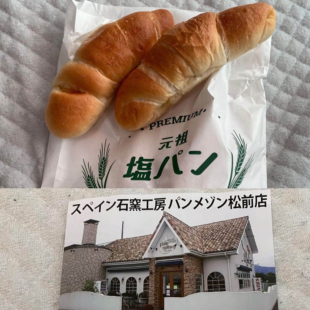 小田幸平のインスタグラム：「今日の朝ごはんは、愛媛マンダリンパイレーツ真崎選手に教えてもらったパンメゾンの元祖塩パン🥖めちゃくちゃ上手い❗️愛媛来た時は是非行ってみてください。#パンメゾン松前店#元祖塩パン屋パンメゾン#愛媛マンダリンパイレーツ#めちゃくちゃ美味しい#中日ドラゴンズ#読売ジャイアンツ#はげch」