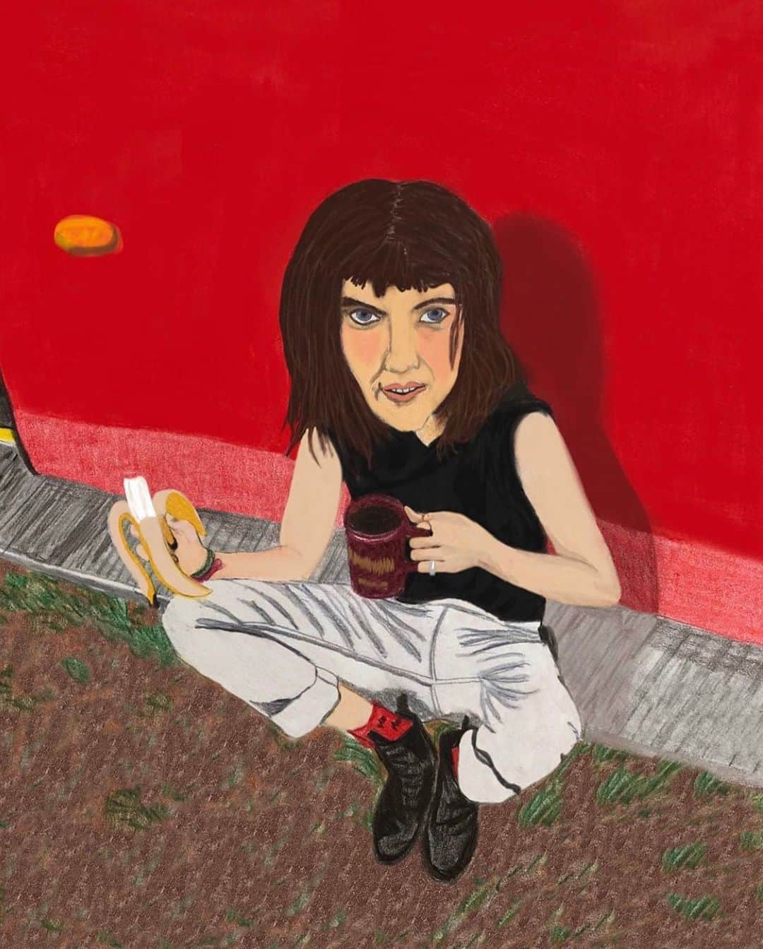 コートニー・バーネットのインスタグラム：「❤️🍌☕️ Artwork by @eladanela」