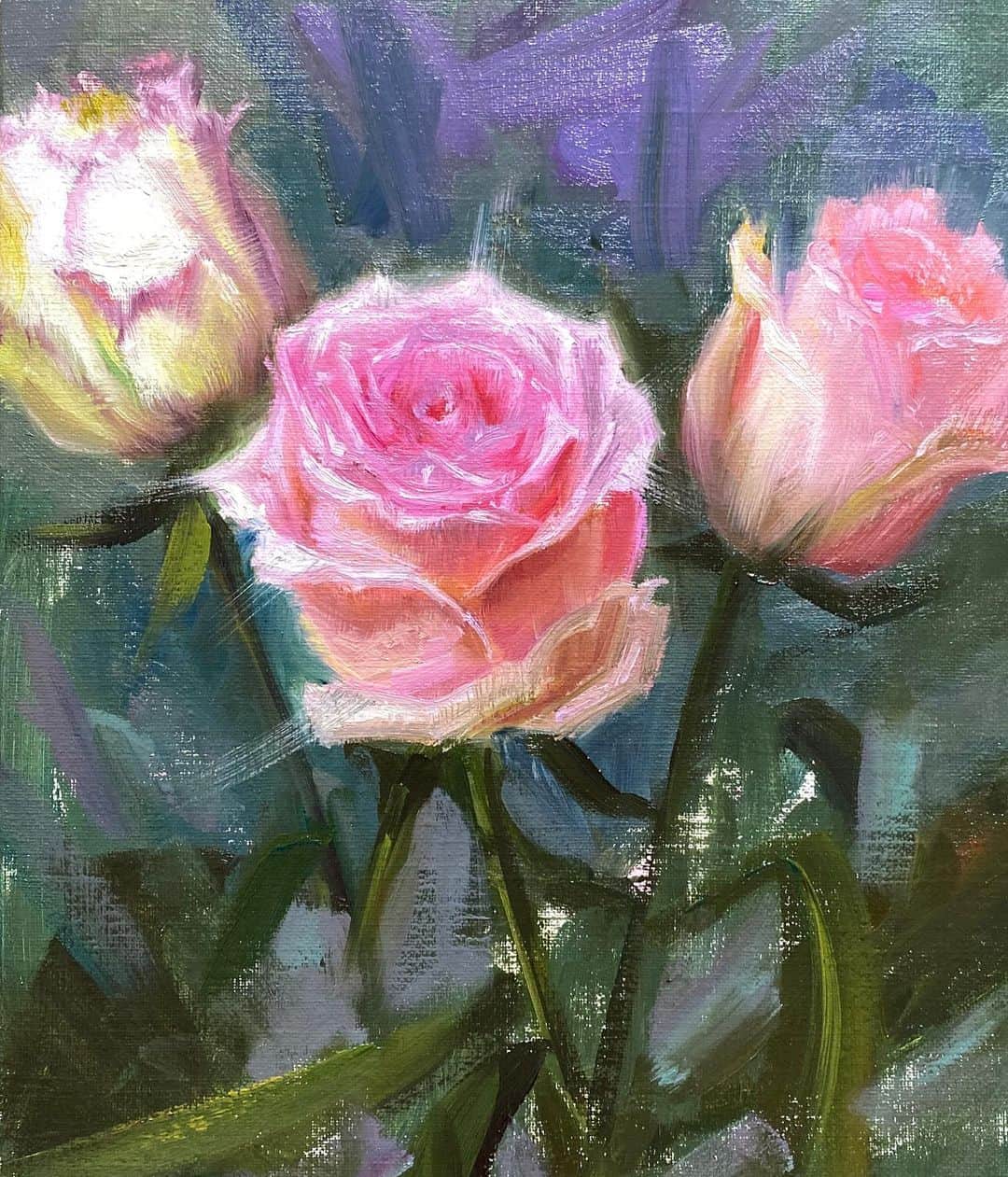 古賀陽子のインスタグラム：「#WIP 制作中  #study #roses #バラ  #アート #アーティスト #アートワーク  #作家 #画家 #美術館 #絵 #作品 #油絵 #絵画展 #アートのある暮らし #ギャラリー #個展 #神戸 #exhibition #exhibit #art #instaart #instaartist #artist #artwork #gallery #portrait #painting #yokokoga #古賀陽子」