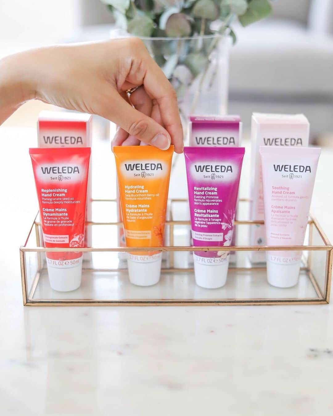 Weledaのインスタグラム：「Give your hands the love it deserves after all the washing you're doing to stay healthy! 💛 Our hand care range deeply hydrates delivering the moisture you need. Let us know which one is your favorite!」