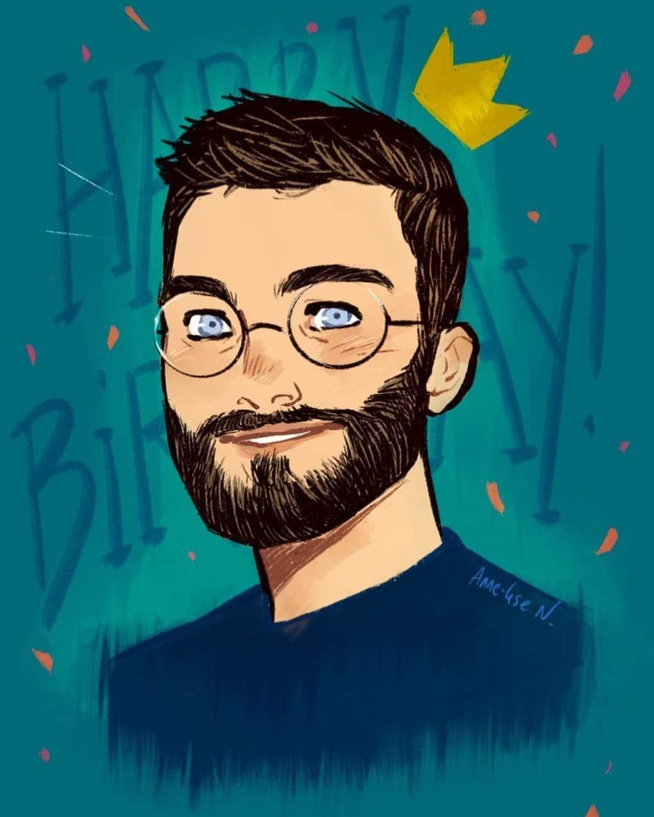 Cyprienのインスタグラム：「Merci pour vos messages d’anniversaire, ça me fait très plaisir 👏 Et je sais pas qui c’est ce beau gosse en dessin mais bravo @annelisenalin elle nous étonne à chaque fois.」