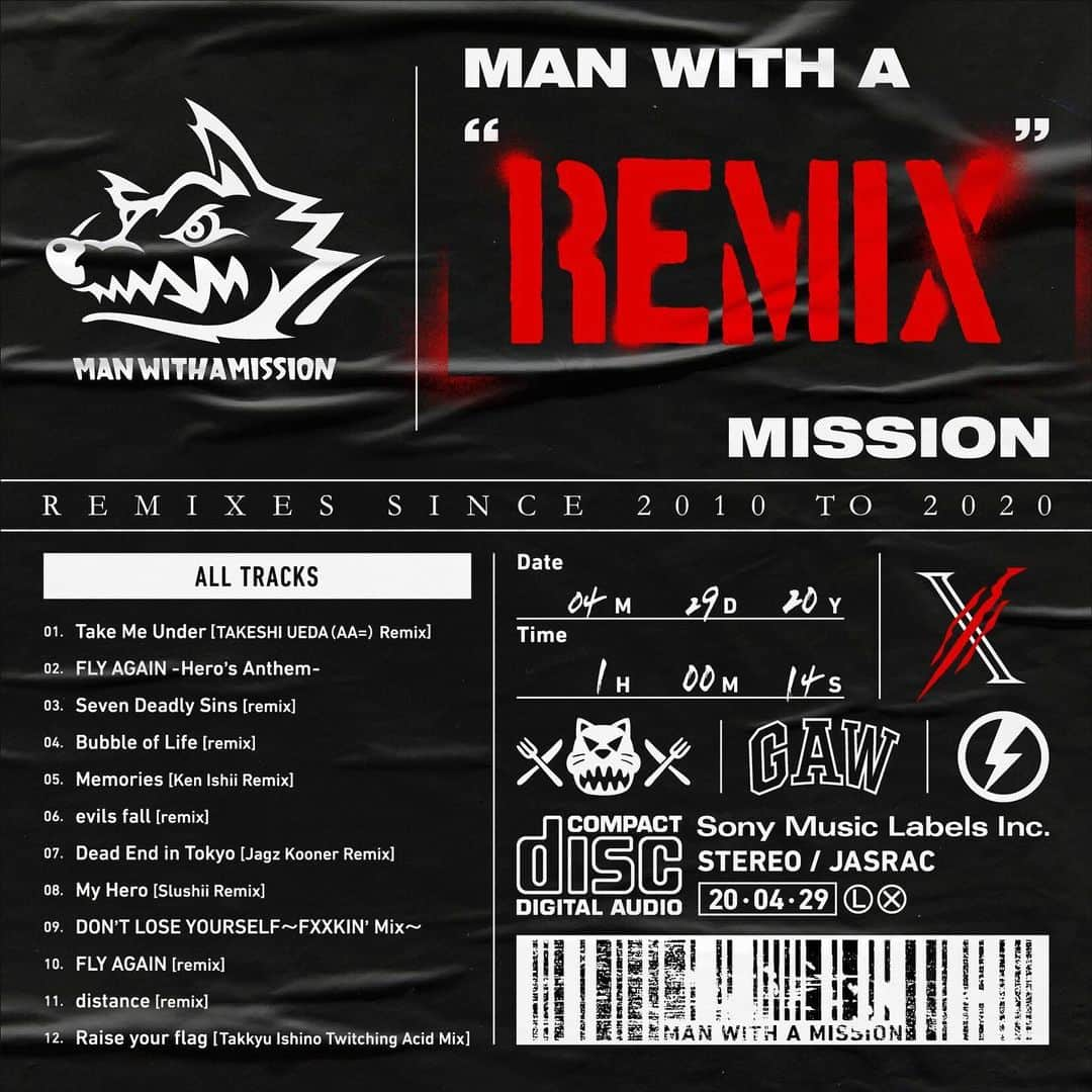 Man With A Missionさんのインスタグラム写真 - (Man With A MissionInstagram)「🚨OUT NOW! 🚨 MAN WITH A "REMIX" MISSION 🚨 . 🎧Check bio for link to download and listen. . MWAM continue to celebrate their 10th anniversary with the release of their remix album. The album features remixes of their hit singles created by famous producers from Japan and overseas.  The album also includes a brand new version of their tearaway single ‘FLY AGAIN’, with ‘FLY AGAIN -Hero’s Anthem-’ by Kei Kusama, which has also been the official theme song for Japan’s Sunwolves Super Rugby team this year. . . . #manwithamission #mwam #sunwolves #remixes #remixalbum #mwam10th #flyagain #japan #japaneserock #jeankenjohnny #santamonica #kamikazeboy #spearrib #tokyotanaka」5月13日 19時25分 - mwamofficial