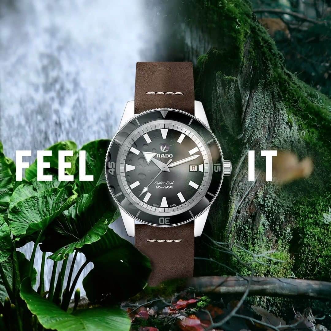 のインスタグラム：「Feel how a watch can be durable yet delicate at the same time. With Rado Captain Cook it's possible. #RadoCaptainCook #Feelit」
