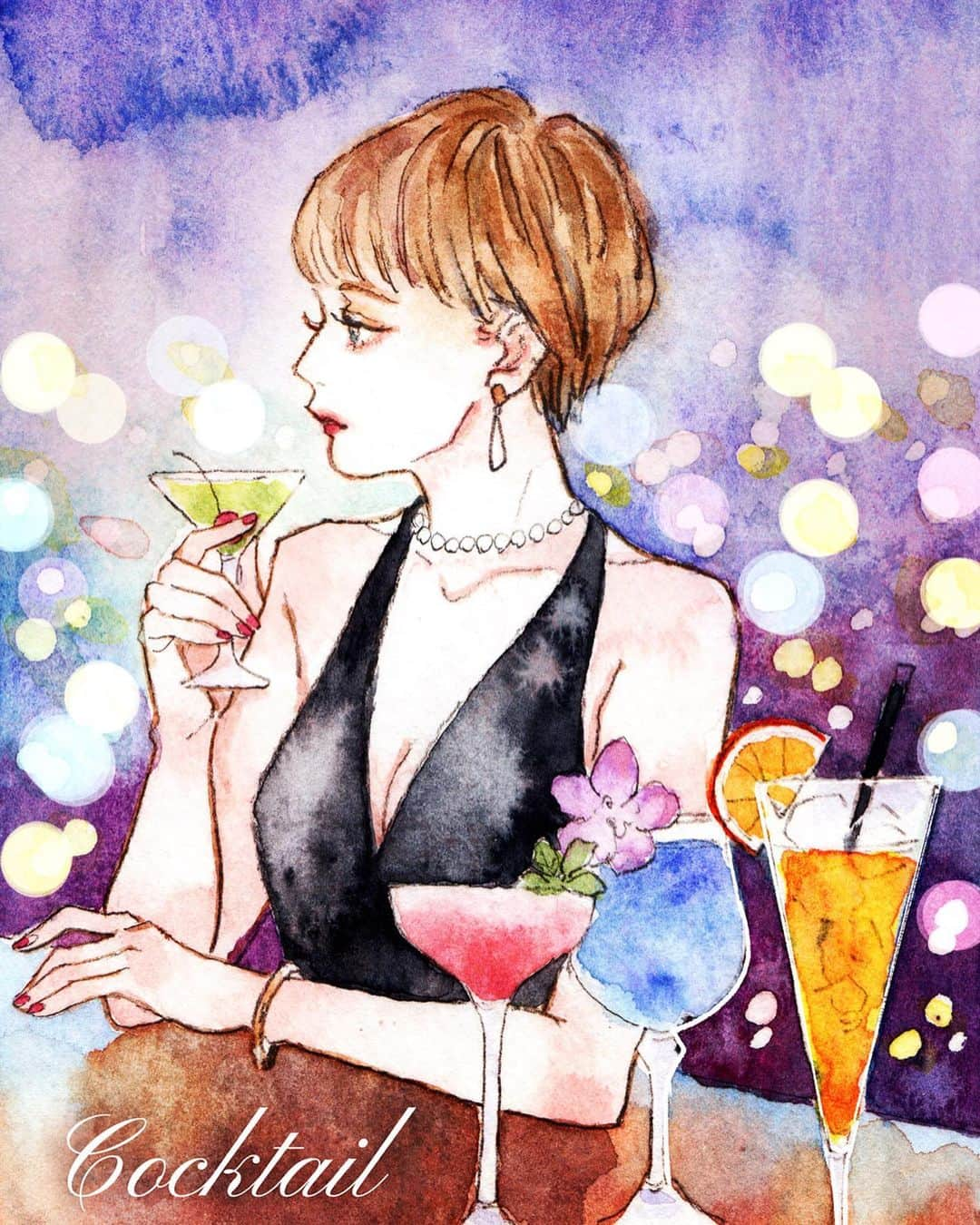 miya(ミヤマアユミ)さんのインスタグラム写真 - (miya(ミヤマアユミ)Instagram)「‪🍹🍸🍷‬ ‪#カクテルの日 ‬  #artwork #watercolor #水彩 #art #illust #illustration #draw #illustrator #イラスト #イラストレーター #手描き #手書き #アナログ #アナログイラスト #ガールズイラスト #miyamaayumi #ミヤマアユミ」5月13日 20時52分 - miya78pic