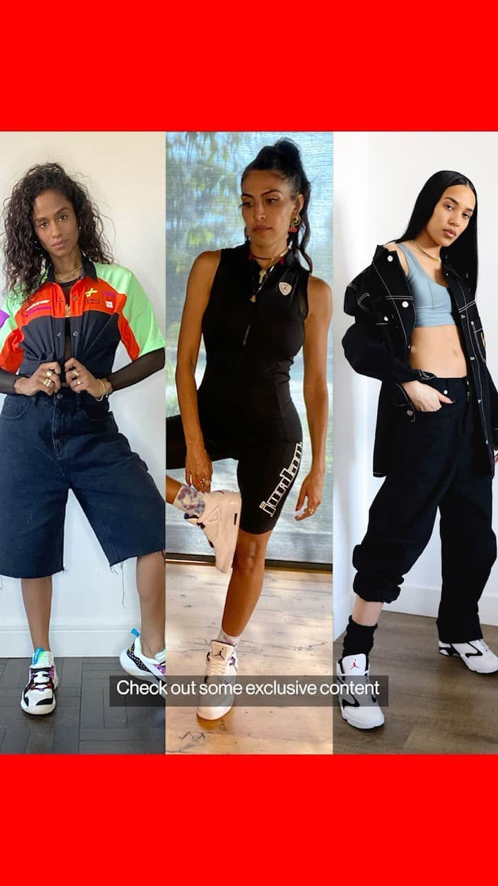 Jordanのインスタグラム：「@MelodyEhsani, @AlealiMay, and @Vashtie tell us about the inspirations behind their own personal style, and give us a closer look at how those styles were brought to life in their own Jordan collaborations. #JUMPMAN」