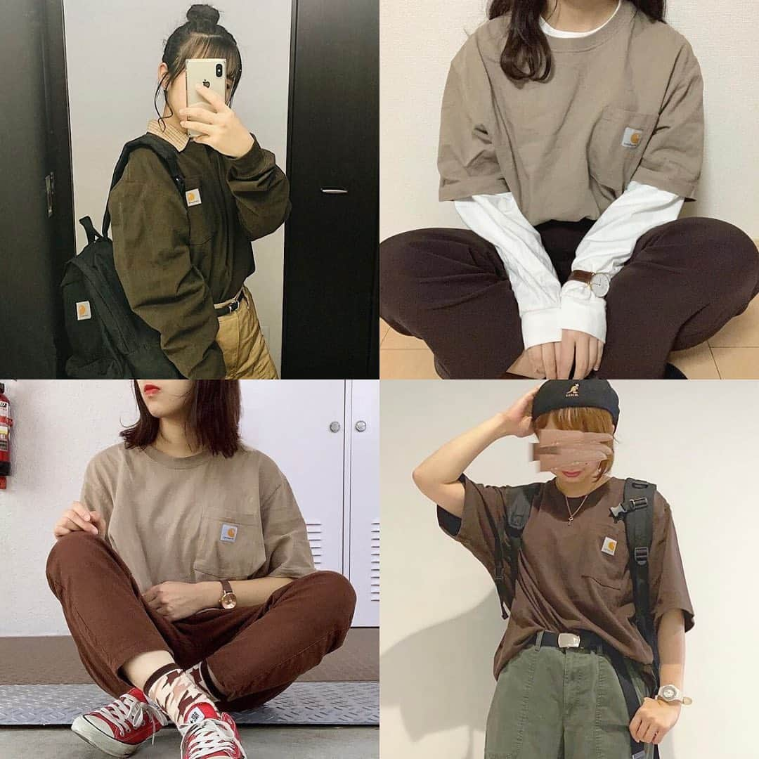 古着女子さんのインスタグラム写真 - (古着女子Instagram)「\ 夏に着たい！カーハートTシャツ色別特集🧸 /﻿ ﻿ 古着女子の定番といえばカーハート！﻿ 今回はそんなカーハートのTシャツの色別特集をご紹介いたします✨﻿ ﻿ 🍏ホワイト﻿ 王道のホワイトは着こなせば爽やかな雰囲気に🌸着回しがしやすくおすすめです！﻿ ﻿ 🍏グリーン﻿ グリーンはメンズライクなコーデにおすすめ！ロンTと重ね着するのもGood！﻿ ﻿ 🍏ブルー﻿ くすんだ色が可愛いブルーはホワイトパンツと相性抜群！スケーターファッションにも◎﻿ ﻿ 🍏ブラウン﻿ オールシーズンまで着こなせちゃうブラウンは着こなすと大人っぽいコーデに✨冬はパーカーと重ね着しても👌﻿ ﻿ この夏こそカーハートtシャツをゲットしちゃおう🌼﻿ ﻿ ﻿ ﻿ 🏡古着女子がプロデュースする古着ショップを紹介🏡﻿ ・9090 ナインティナインティ @9090s_ 👖👟﻿ ・Spoon  スプーン  @spoon__store 🥄✨﻿ ・nemne ねんね @nemne_store 🌿🥛﻿ ﻿ ﻿ 🌼公式LINE@→@furuzyo で検索🌼﻿ LINE@だけのお知らせや古着の疑問にも答えます！﻿ ﻿ ﻿ 古着を素敵に着こなしてる女性の方をRepostでご紹介させていただきます🐒写真は全てご本人様に【掲載許諾】をとっております💓﻿ ﻿ ﻿ ﻿」5月14日 12時52分 - furuzyo