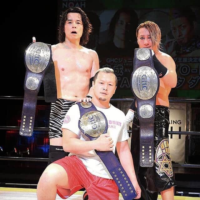 プロレスリング・ノアさんのインスタグラム写真 - (プロレスリング・ノアInstagram)「GHCジュニアのベルトはこの3人が独占！ 第42代GHCジュニア・ヘビー級チャンピオン #鈴木鼓太郎  第40代GHCジュニア・ヘビー級タッグチャンピオン #小川良成 & #HAYATA  #noah_ghc #プロレスリングノア #プロレス #prowrestler #prowrestling #prowrestlingnoah #KotaroSuzuki #YoshinariOgawa #hayata」5月14日 13時56分 - noah_ghc