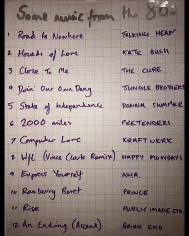 Coldplayのインスタグラム：「Hi everyone. I've reached the 1980s with my playlists. Quite tricky to make something coherent for such a seismic decade in music, but hopefully you'll enjoy - listen via swipe up in Stories. JB #StaySafe」