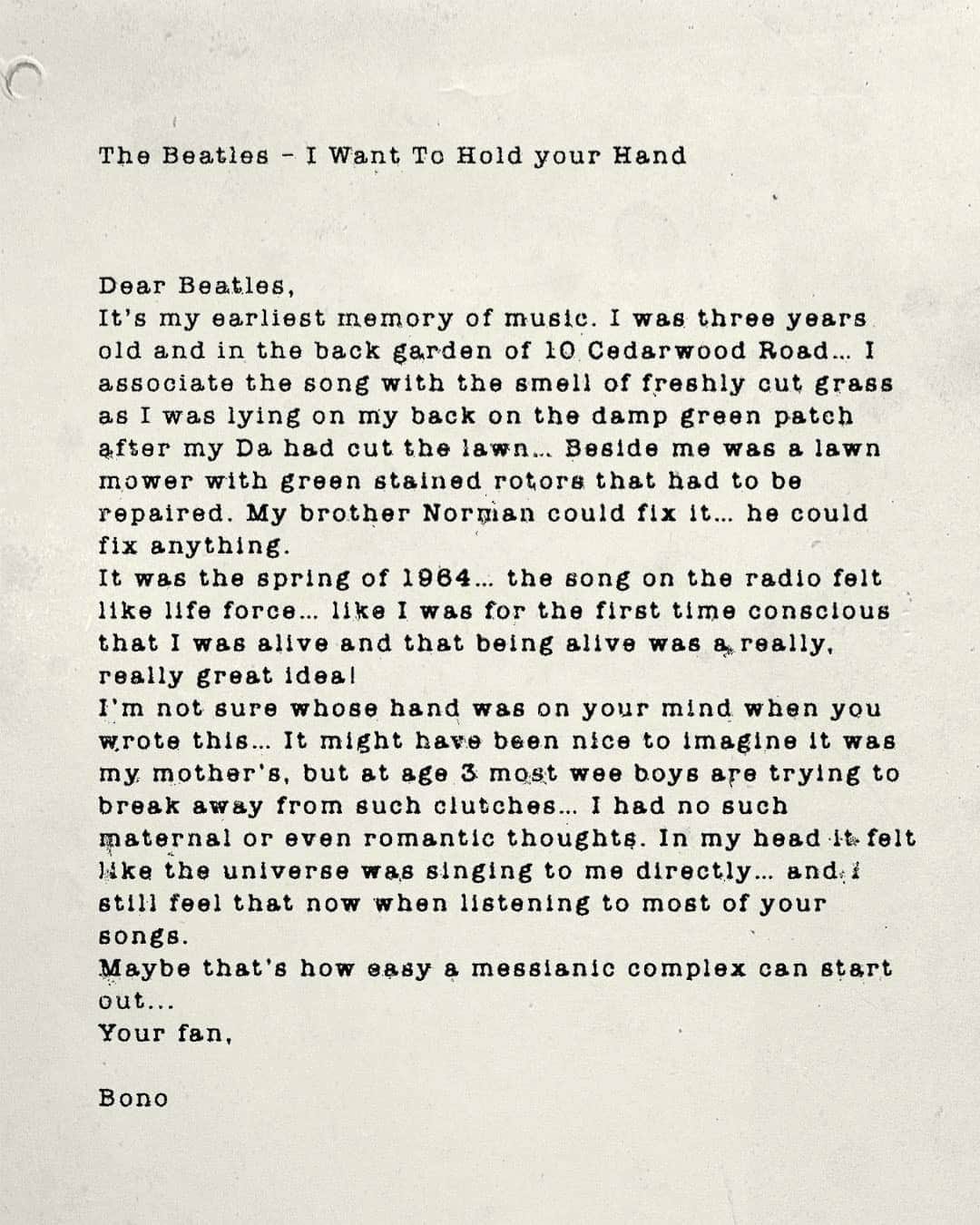 U2さんのインスタグラム写真 - (U2Instagram)「Some more fan letters…. Bono」5月14日 7時00分 - u2