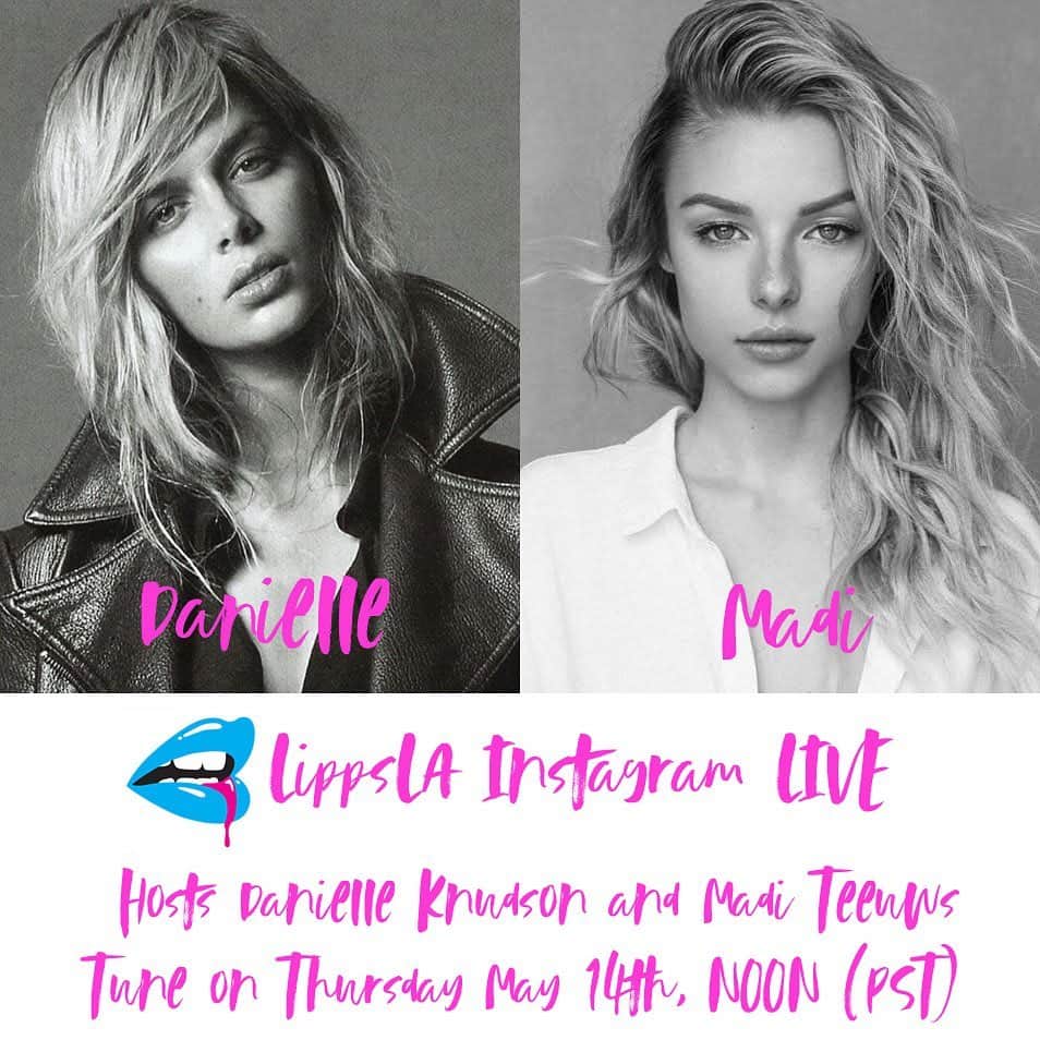 ダニエル・クヌッドソンのインスタグラム：「🎙💘TOMORROW 12PM PACIFIC TIME , come join @madtev and I when we go LIVE on @lippsla IGTV to talk Life on Lockdown, Beauty, Fitness, Diet and more and interact and answer your questions 💞🙏🏼」