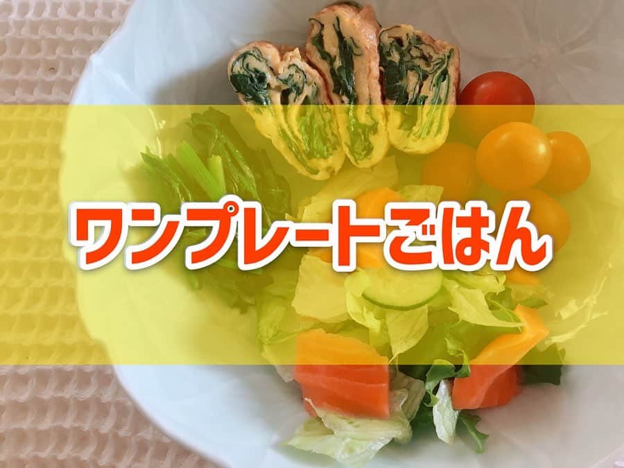 菅長愛子のインスタグラム：「🍚🍴😋 ワンプレートごはん☝️ ． ほうれん草と卵を消費したくて😋🍅🥬 ． ■ほうれん草のお浸し🥬 ■サーモンサラダ🐟 ■ほうれん草のだし巻き卵🍳 ■トマト🍅 ． これにプラスしていつものサラダもどんぶり1杯いただきました🥗 ． ． #ダイエット #ダイエットメニュー #ダイエットご飯 #ご飯  #つくりおき #メニュー #献立 #おうちご飯  #トレーニング女子  #血糖値 #肥満 #健康 #ダイエット飯 #ヘルシー料理 #手料理 #昼ごはん #ランチ #晩御飯 #夜ご飯 #サラダ #献立 #レシピ #recipe  #ヘルシーメニュー好きと繋がりたい」