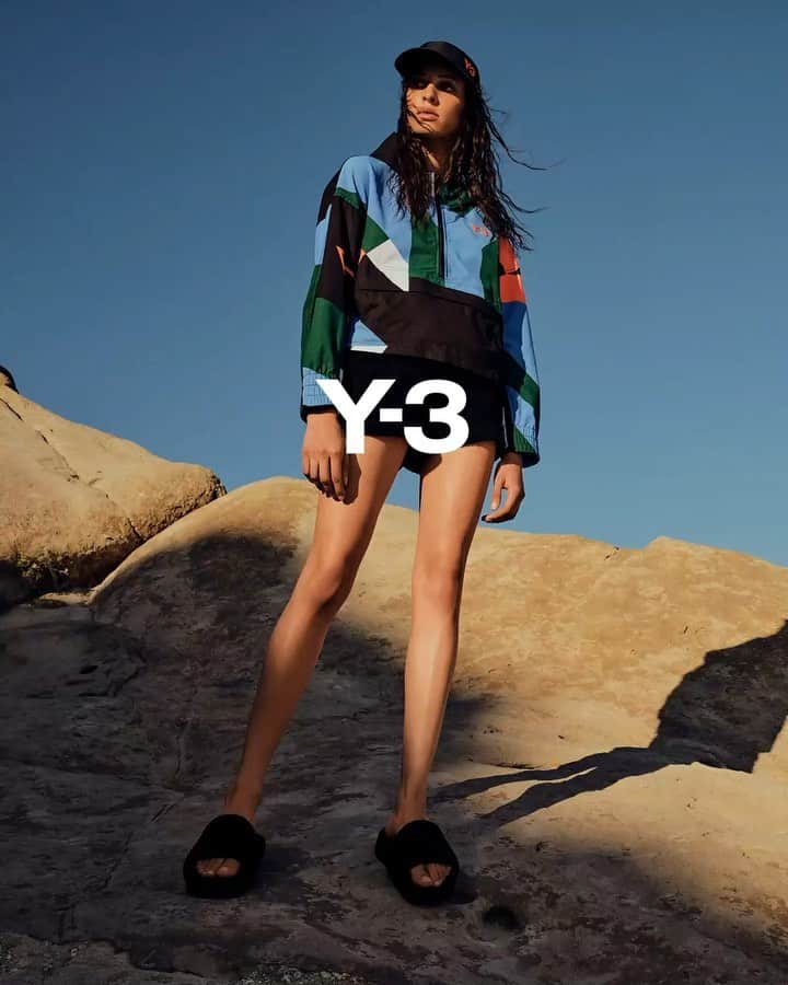 ワイスリーのインスタグラム：「One day soon. Y-3 Half-zip Jacket, Y-3 Beach Shorts and Y-3 SLIDE. Y-3 Spring/Summer 2020. We will donate $2 to the @WHO for every item over $20 purchased from adidas.com/y-3 or mobile apps until May 16th. --- #adidas #Y3 #YohjiYamamoto」
