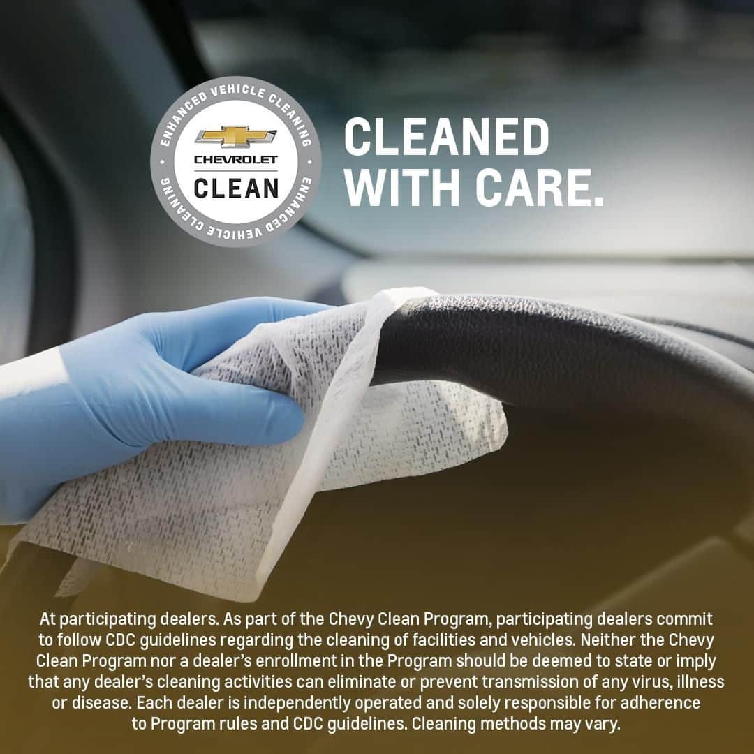 シボレーのインスタグラム：「Your Chevy Clean dealers commit to using enhanced vehicle cleaning measures with CDC-approved cleansers.」
