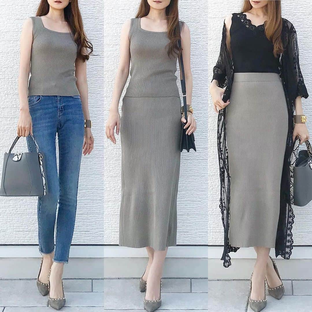 のインスタグラム：「コーデ ＊ ＊ 着回し力抜群！ @fifth_store の#スリーブレスリブニットセットアップ  最近はお買い物もすっかりネットに慣れてきた。 このセットアップは色々な組み合わせが楽しめるから超オススメ！ 身長164cmでこの感じです。 ＊ 今日は60%OFFの日だからめちゃくちゃお得だよ〜✨✨ ＊ ＊ #fifth #fifthtl #フィフス #ファッション #トレンド #セットアップ #セットアップコーデ #着回しコーデ #着回しアイテム #パンツコーデ #160cm以上コーデ  #夏コーデ #春コーデ #おうち時間  #プチプラコーデ #プチプラファッション  #きれいめコーデ  #シンプルコーデ #大人コーデ #大人ファッション #きれいめカジュアル #大人カジュアル #カジュアルコーデ #coodinate #fashionista #fashiongram #instafashion」