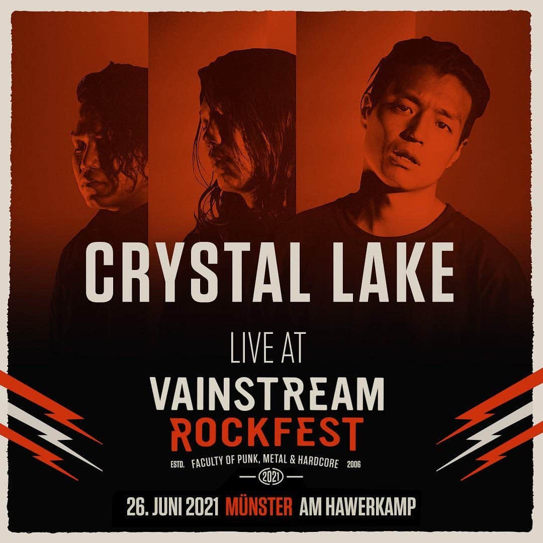 Crystal Lakeのインスタグラム：「We're happy to announce that we will be performing at Vainstream Rockfest in Germany next summer. Due to Covid-19 all our scheduled 2020 summer festivals and club shows have been cancelled but we're excited to be making plans for 2021 already. More announcements will follow soon!」