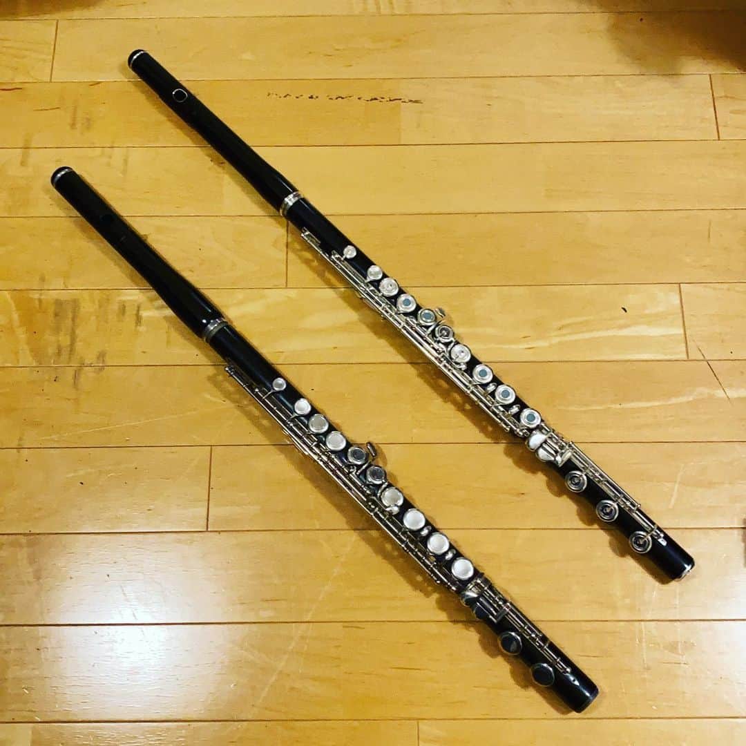 ただすけのインスタグラム：「宅録案件、今日は木管フルートからチョイス。 上がブラウン 下はハンミッヒ 今日はブラウンで決定。 実はDudukももう練習したけど、結果曲に合いませんでした。 まあ、アンブシュアに確信が持ててないのだけど。」