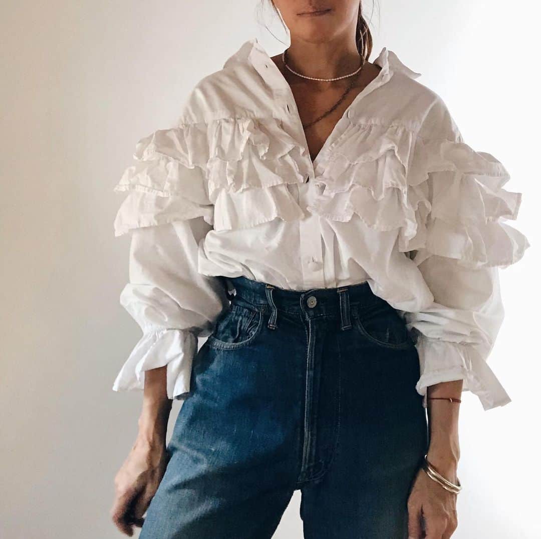 のインスタグラム：「701に合わせて  足元は黒いバレエシューズかエスパドリーユかな  #swellvtg #販売予定品」