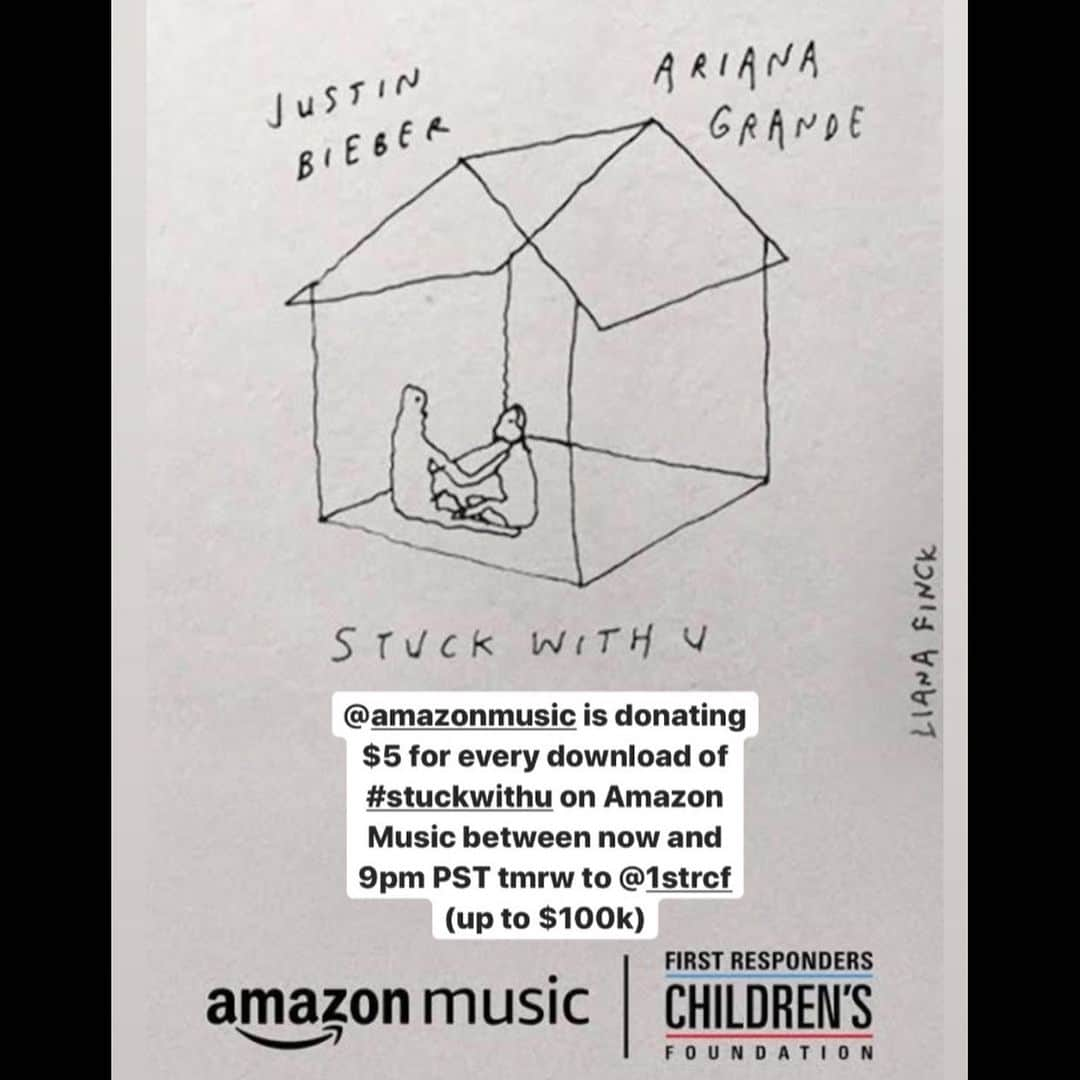 ジャスティン・ビーバーさんのインスタグラム写真 - (ジャスティン・ビーバーInstagram)「Just want to say thank you to @amazonmusic for this amazing donation. For every $0.69 download today of #STUCKWITHU Amazon will donate $5 to @1strcf to support First Responders and their families. Thank you @jeffbezos @amazonmusic . All for a great cause. @arianagrande」5月14日 23時59分 - justinbieber