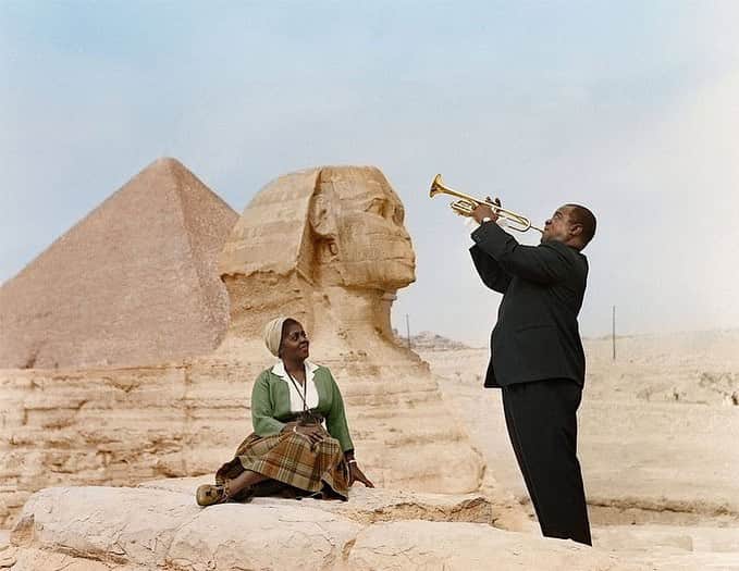 DABOさんのインスタグラム写真 - (DABOInstagram)「Louis Armstrong & His wife Lucille at Egypt 🇪🇬」5月15日 1時03分 - fudatzkee