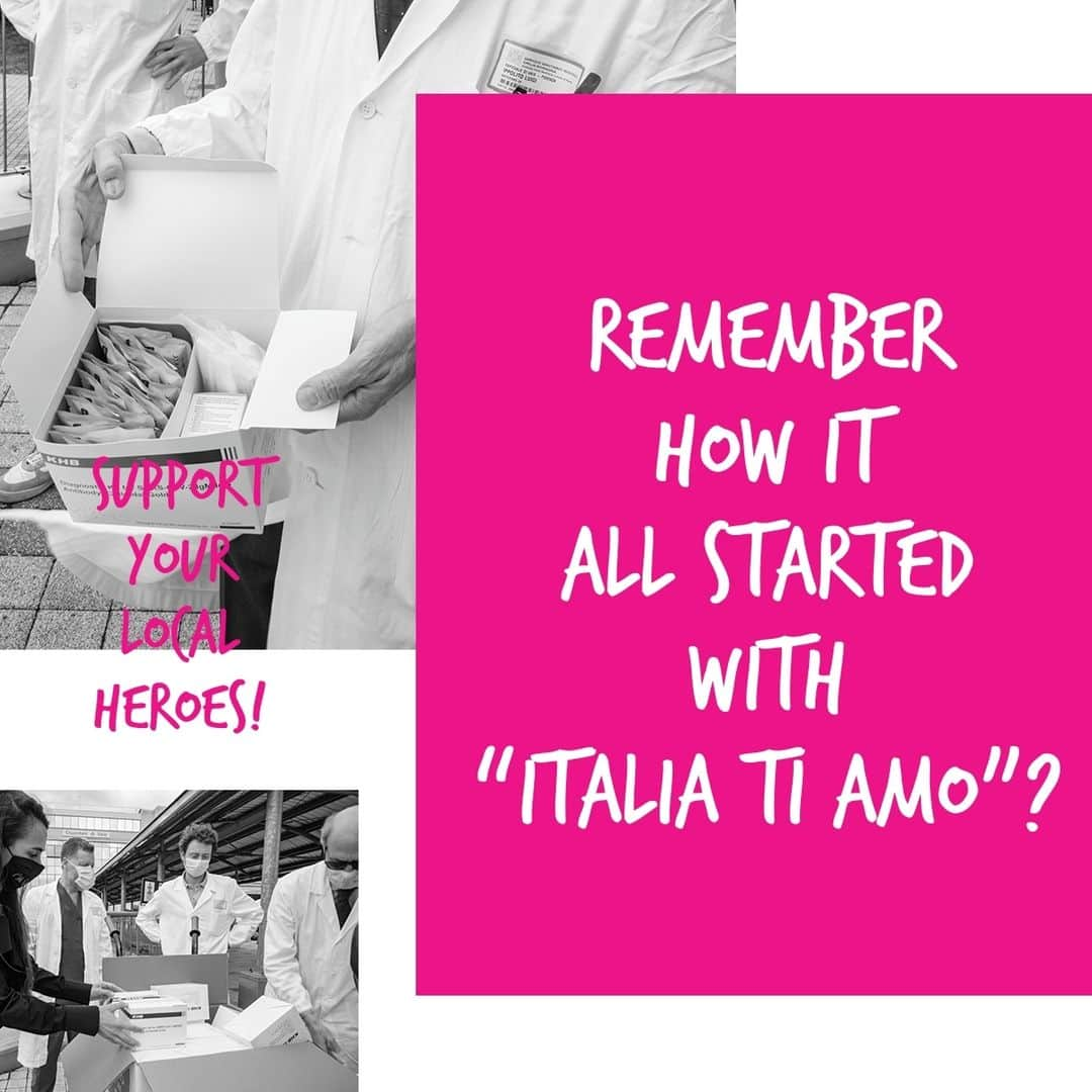 PINKOさんのインスタグラム写真 - (PINKOInstagram)「#PINKOtakecare: it all started with a T-shirt saying “Italia Ti Amo”… do you remember? We donated masks, medical equipment and beds… and with our T-shirts – and sweatshirts too! – we aimed to support our local heroes even more, by using the 100% of the value of all sold pieces to buy and distribute Covid-19 screening tests to our healthcare workers. Who could ever imagine the final total would have been so high: 7320 screening tests distributed thanks to your #PINKOActsOfLove! #PINKO」5月15日 17時34分 - pinkoofficial